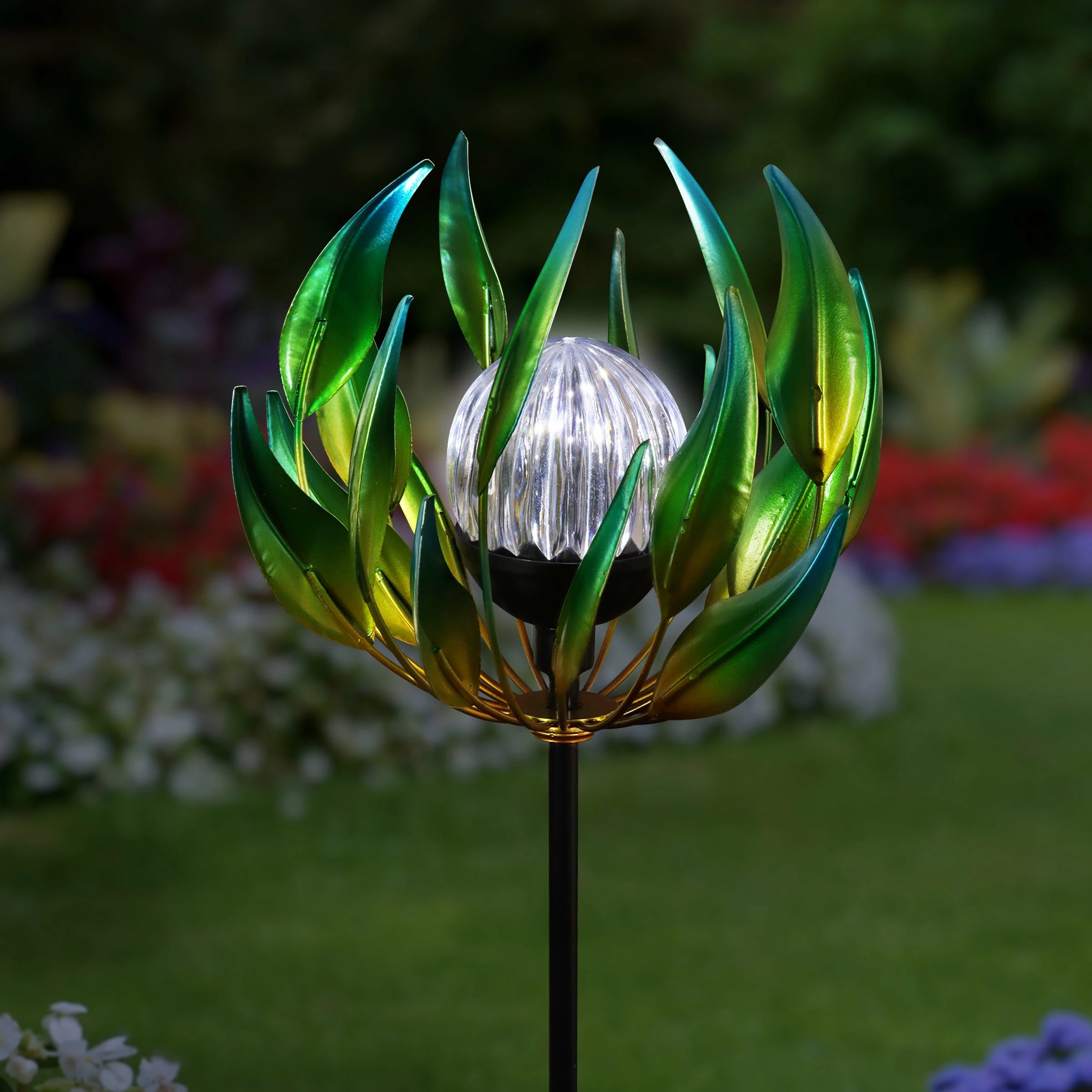 Coupon π Wholesale π― Exhart Solar Metal Spinning Flower Stake With LED Ball, 10 By 42 Inches Blue π π - Image 11