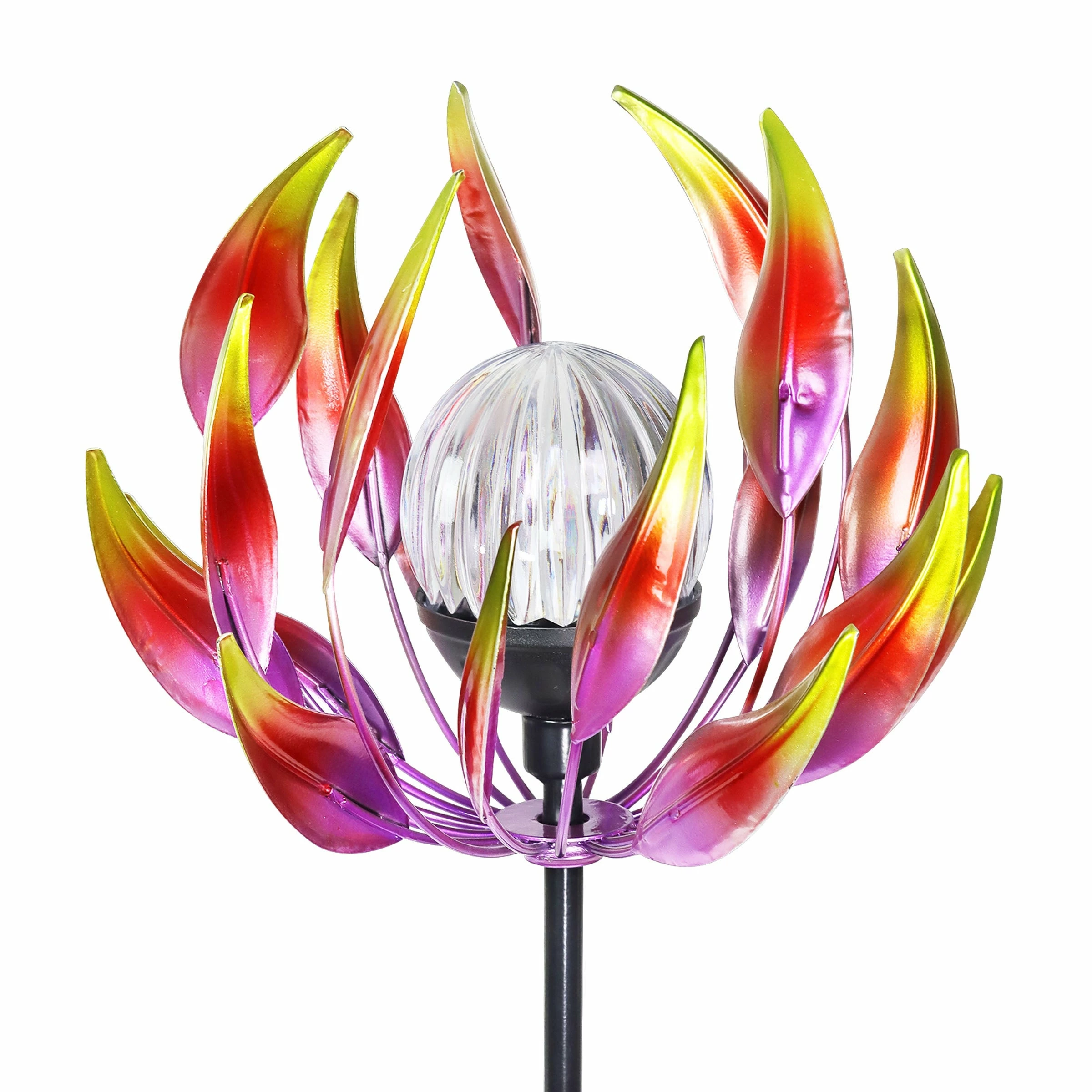 Coupon π Wholesale π― Exhart Solar Metal Spinning Flower Stake With LED Ball, 10 By 42 Inches Blue π π - Image 7