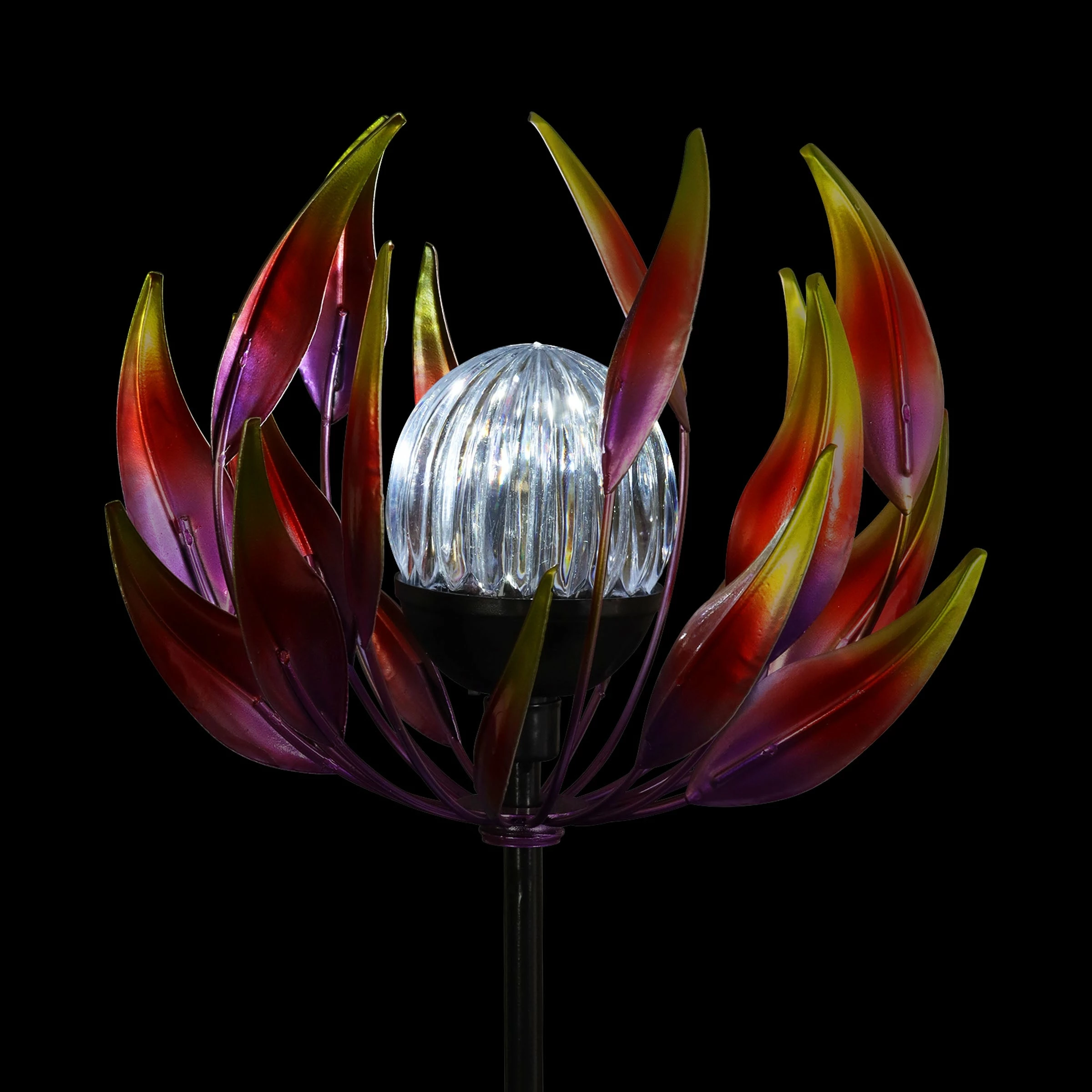 Coupon π Wholesale π― Exhart Solar Metal Spinning Flower Stake With LED Ball, 10 By 42 Inches Blue π π - Image 9