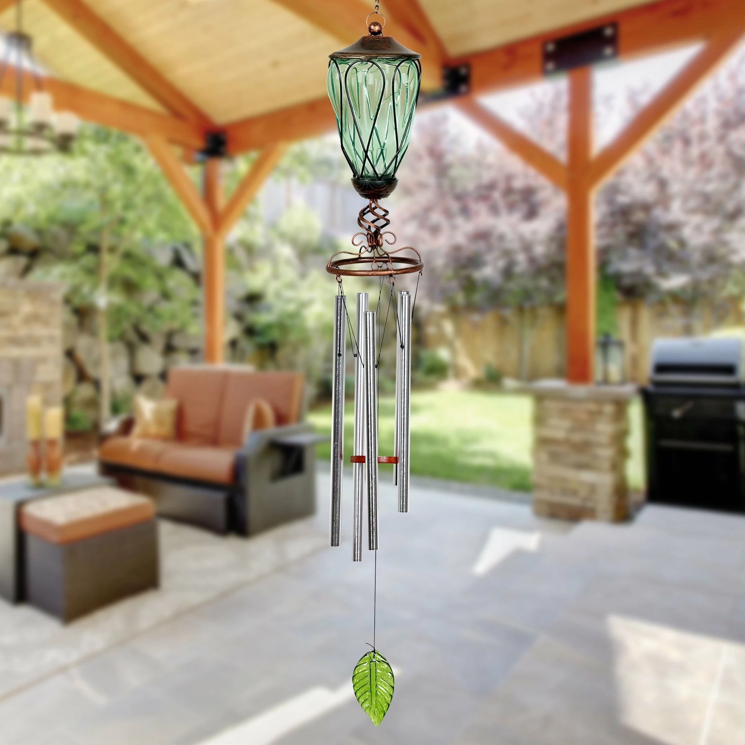 Cheap π Best Sale 𧨠Exhart Solar Metal Wire And Glass Wind Chime Loops Blue π π - Image 8