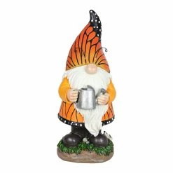 Best Pirce 🔥 New 😍 Exhart Solar Monarch Butterfly Hat Standing Gnome With Watering Can Statue, 6 By 12.5 Inches 🥰 🛒