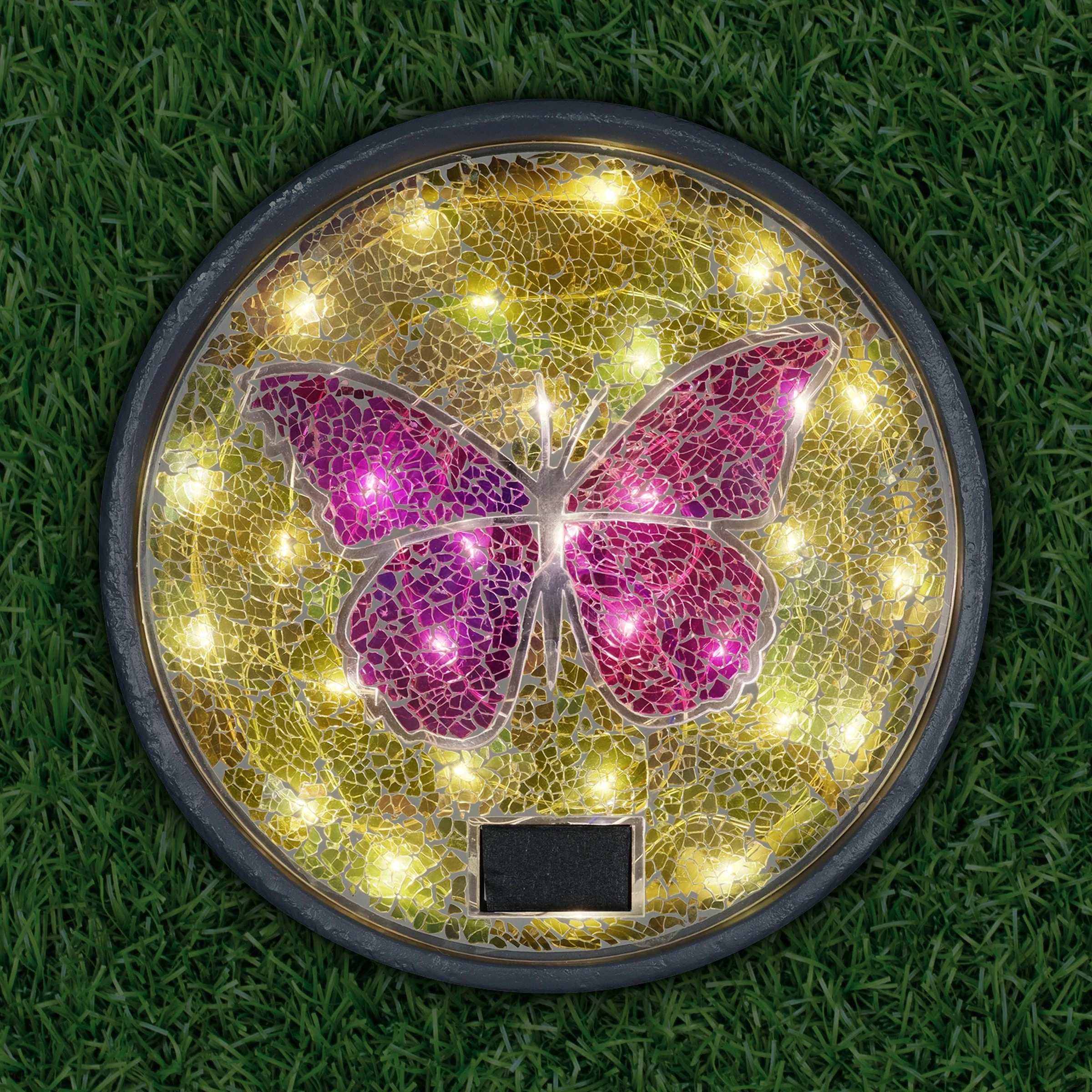 Wholesale β Hot Sale βοΈ Exhart Solar Mosaic Glass Butterfly In Cement Stepping Stone, 10.5 Inches π π - Image 2