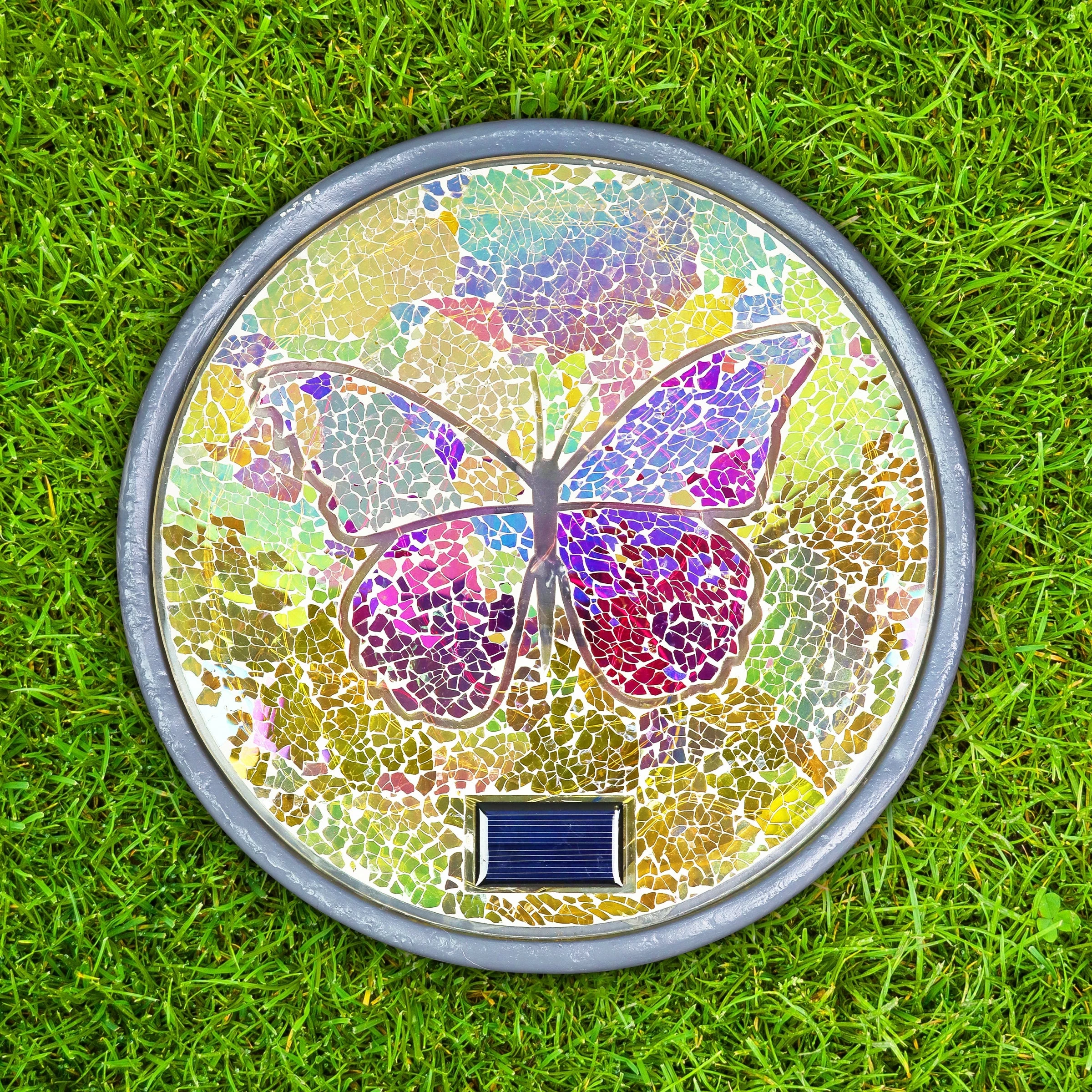 Wholesale β Hot Sale βοΈ Exhart Solar Mosaic Glass Butterfly In Cement Stepping Stone, 10.5 Inches π π - Image 3
