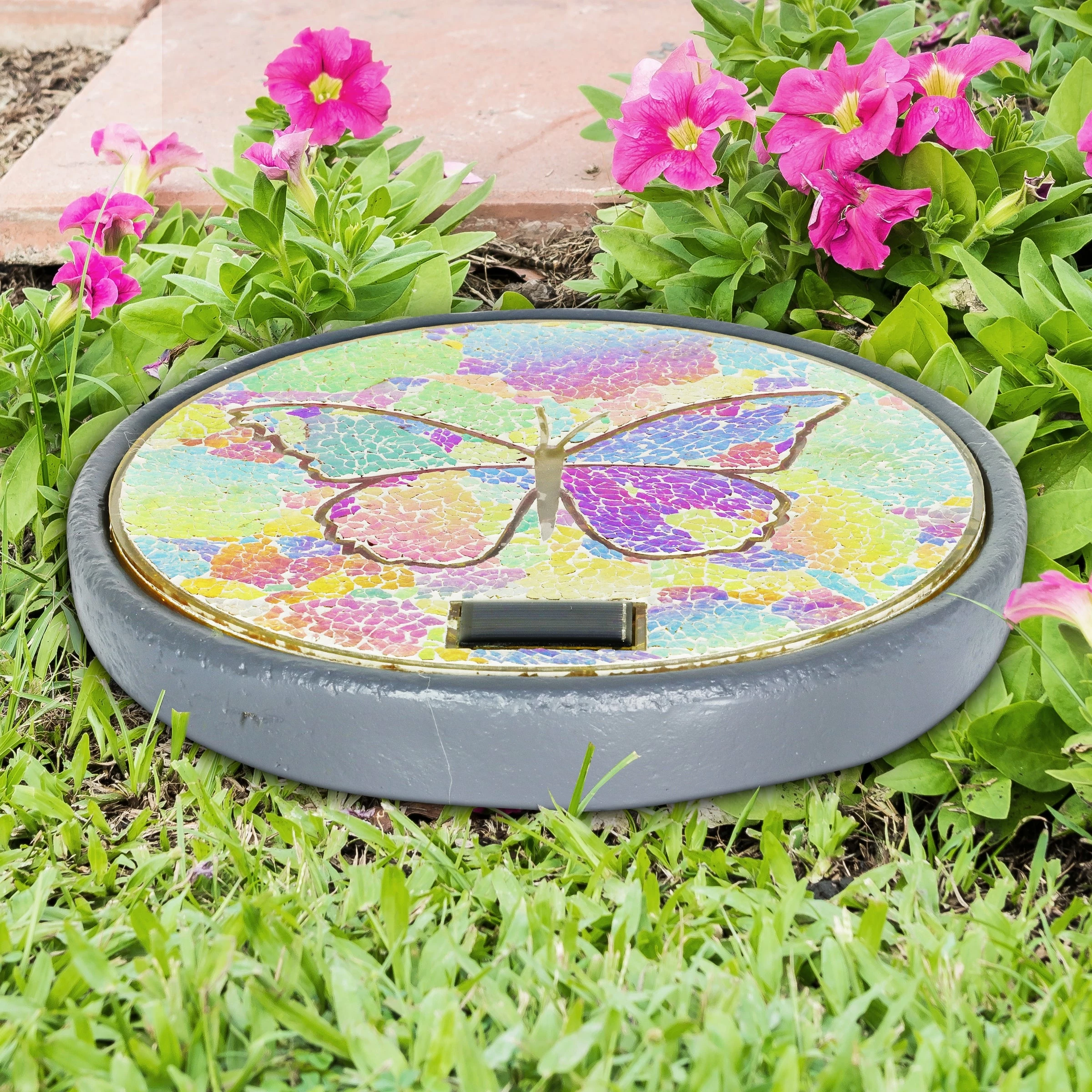 Wholesale β Hot Sale βοΈ Exhart Solar Mosaic Glass Butterfly In Cement Stepping Stone, 10.5 Inches π π - Image 10