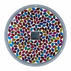 Hot Sale 😍 Outlet 🥰 Exhart Solar Mosaic Glass Leaf Design In Cement Stone, 10.5 Inches ⭐ ⌛