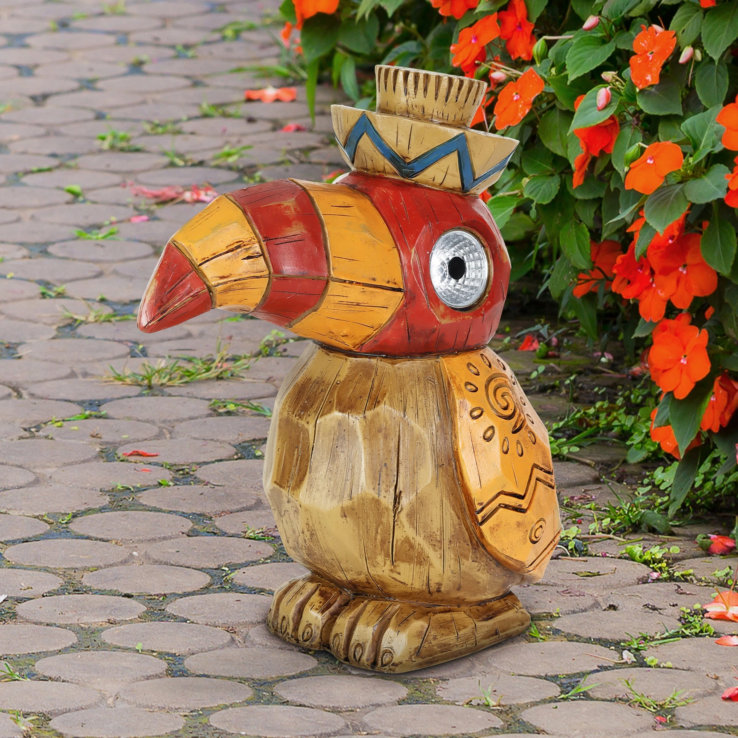 Deals π Best deal π Exhart Solar Orange Tiki Toucan Garden Statue With LED Eyes, 10 By 10 Inches π π - Image 3
