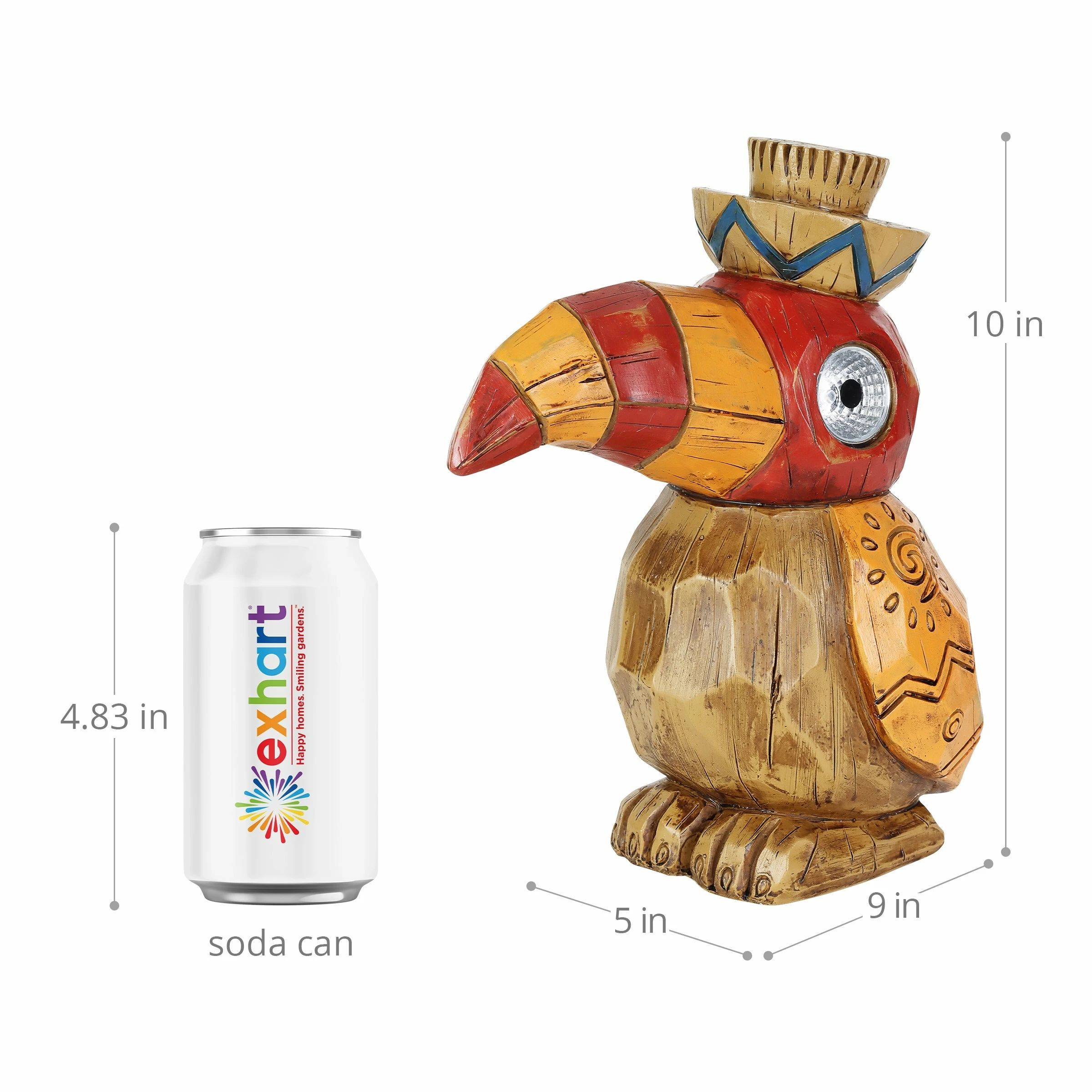 Deals π Best deal π Exhart Solar Orange Tiki Toucan Garden Statue With LED Eyes, 10 By 10 Inches π π - Image 4