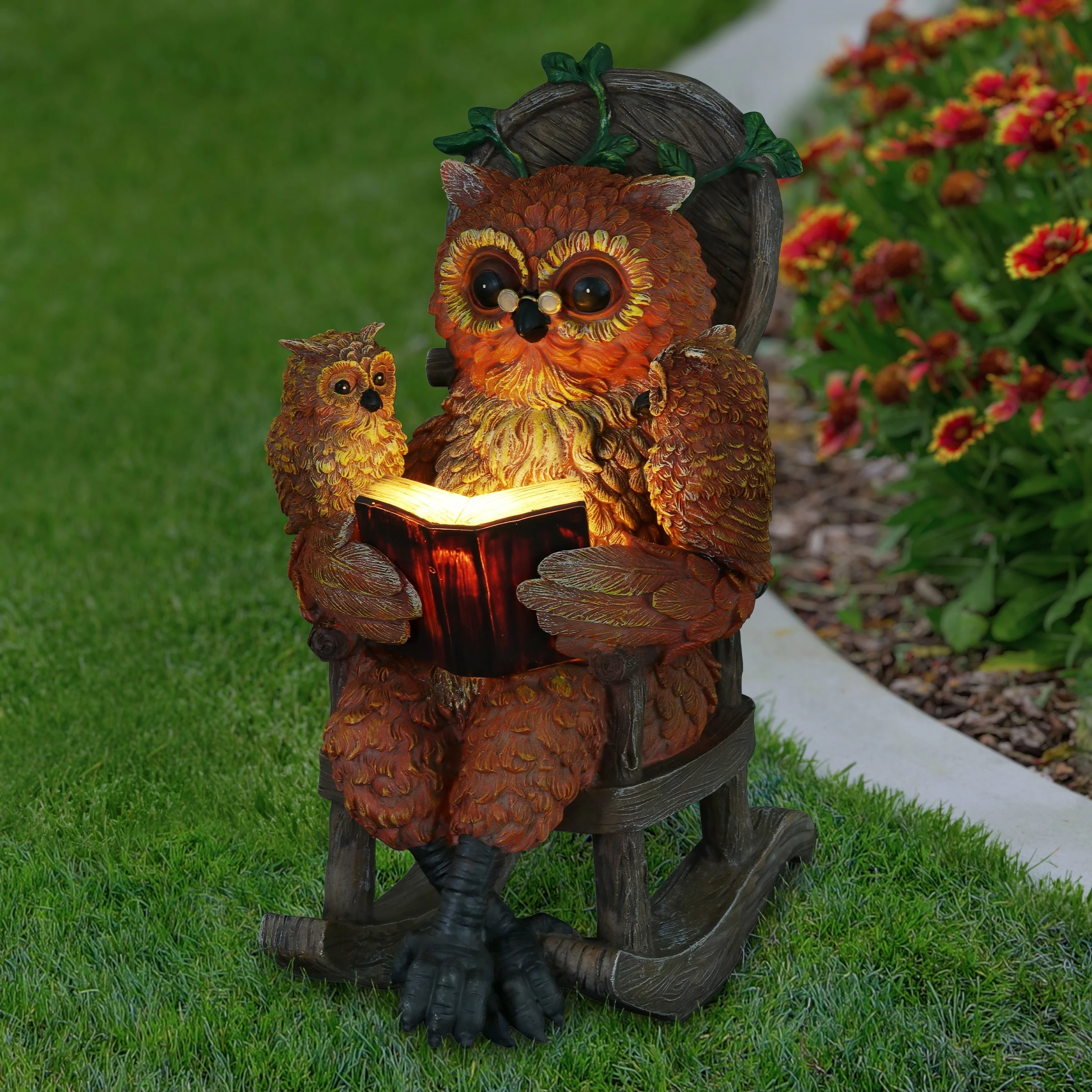 Deals π Discount π Exhart Solar Owl Reading A Story In A Rocking Chair, 12 Inch π π - Image 2