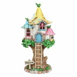 Promo ✔️ Best reviews of 🛒 Exhart Solar Pastel Fairy Tree House With Lily Roof And Ladder, 9 By 17.5 Inches 🔥 ✔️
