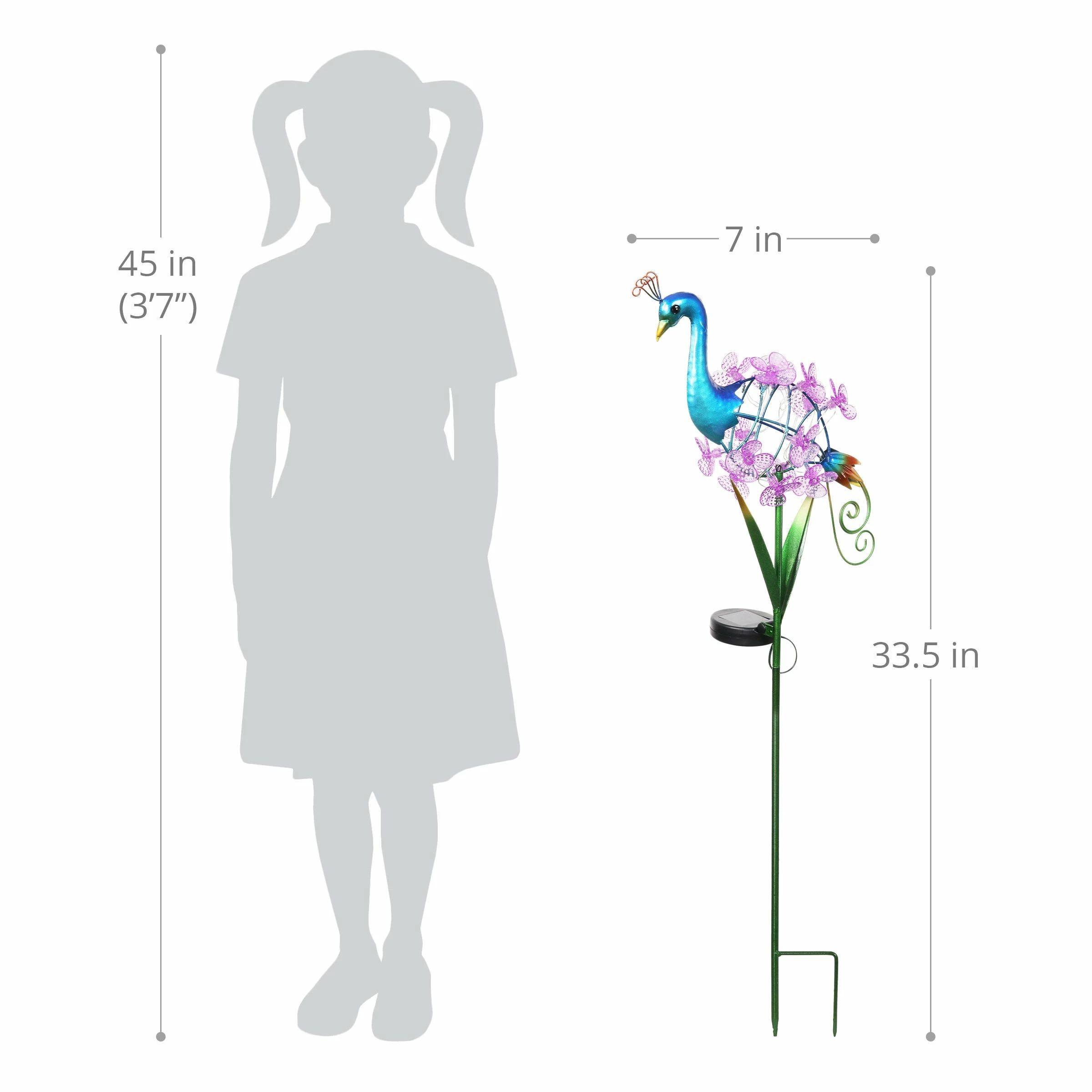 New π₯ Best Pirce π Exhart Solar Peacock Garden Stake With Spinning Flowers, 7 By 33 Inches π π - Image 4