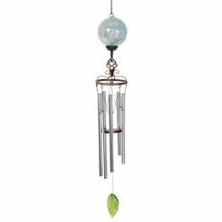 Wholesale ❤️ Deals 🎁 Exhart Solar Pearlized Honeycomb Glass Ball Wind Chime With Metal Finial Detail, 5 By 46 Inches White ✔️ ✔️