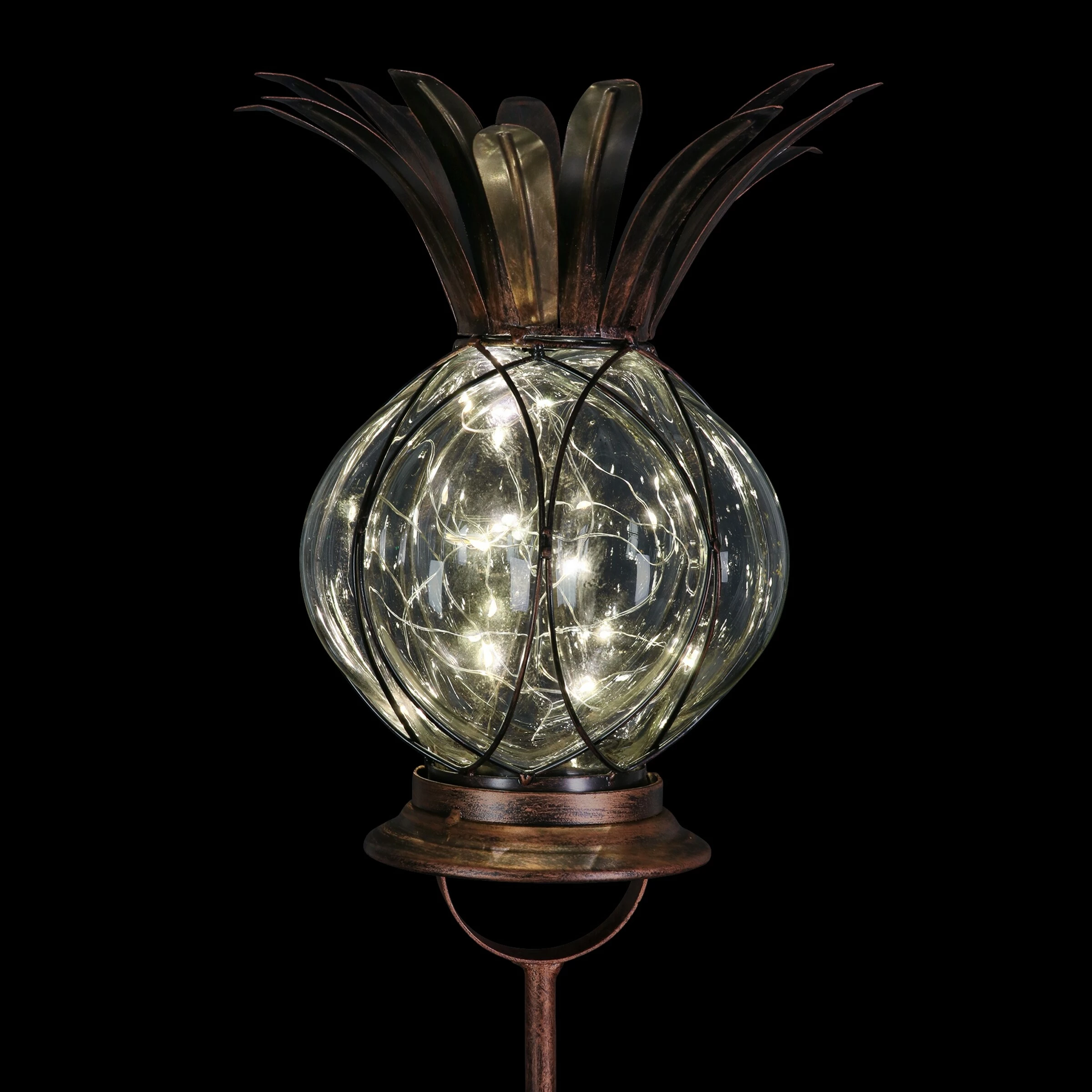 Best Pirce π Buy β Exhart Solar Pineapple Light In Bronze With 12 LED Firefly String Lights, Dual Use As Garden Stake Or Table Top Lantern β¨ π - Image 8