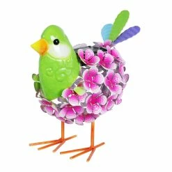 Promo 🤩 Cheapest 🎉 Exhart Solar Pink Metal Song Bird With 38 LEDs In A Flower Body Garden Statue, 6 By 7.5 Inches ✨ 👍
