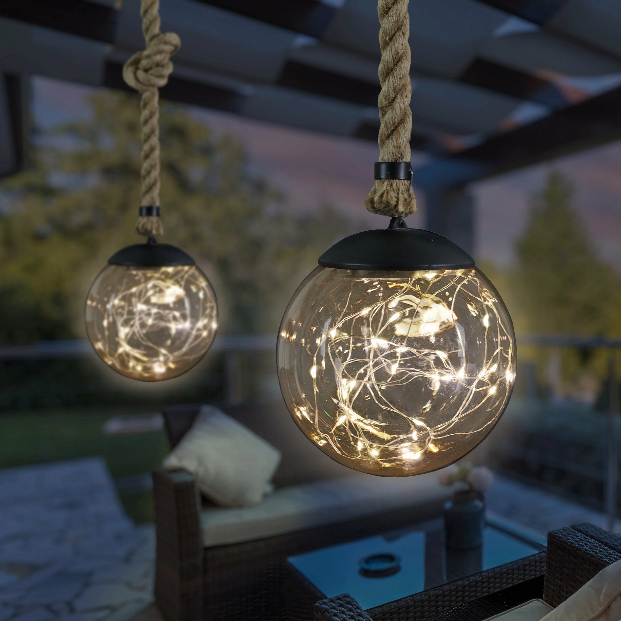 Best Pirce π Discount π₯ Exhart Solar Powered Hanging Champagne LED Ball Lights, Set Of Two, 6 By 38 Inches π π - Image 2