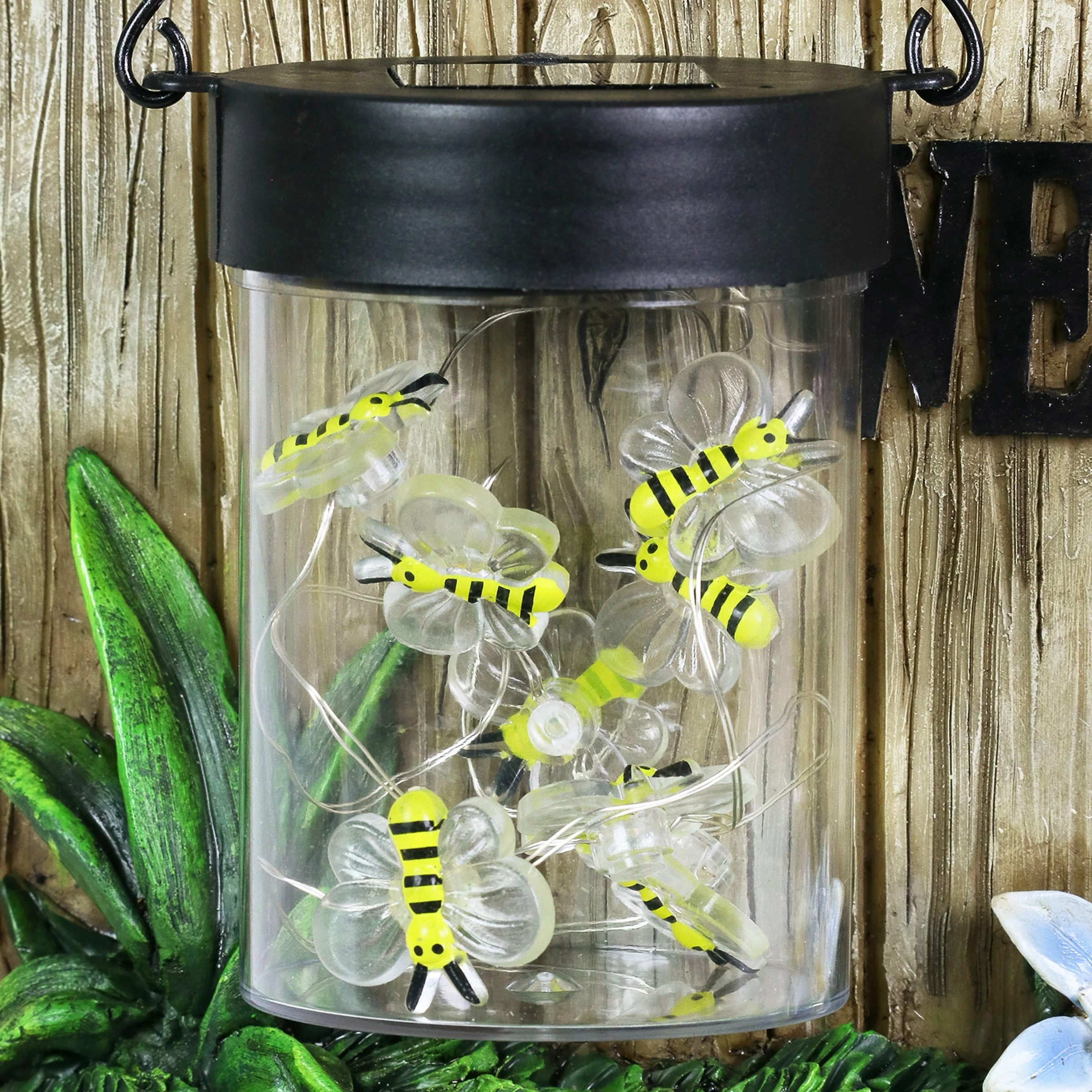 Cheapest π Buy β Exhart Solar Raccoon Garden Statue With A Lantern Jar Of LED Bumblebees By A Welcome Fence, 9 By 10.5 Inches β β - Image 6