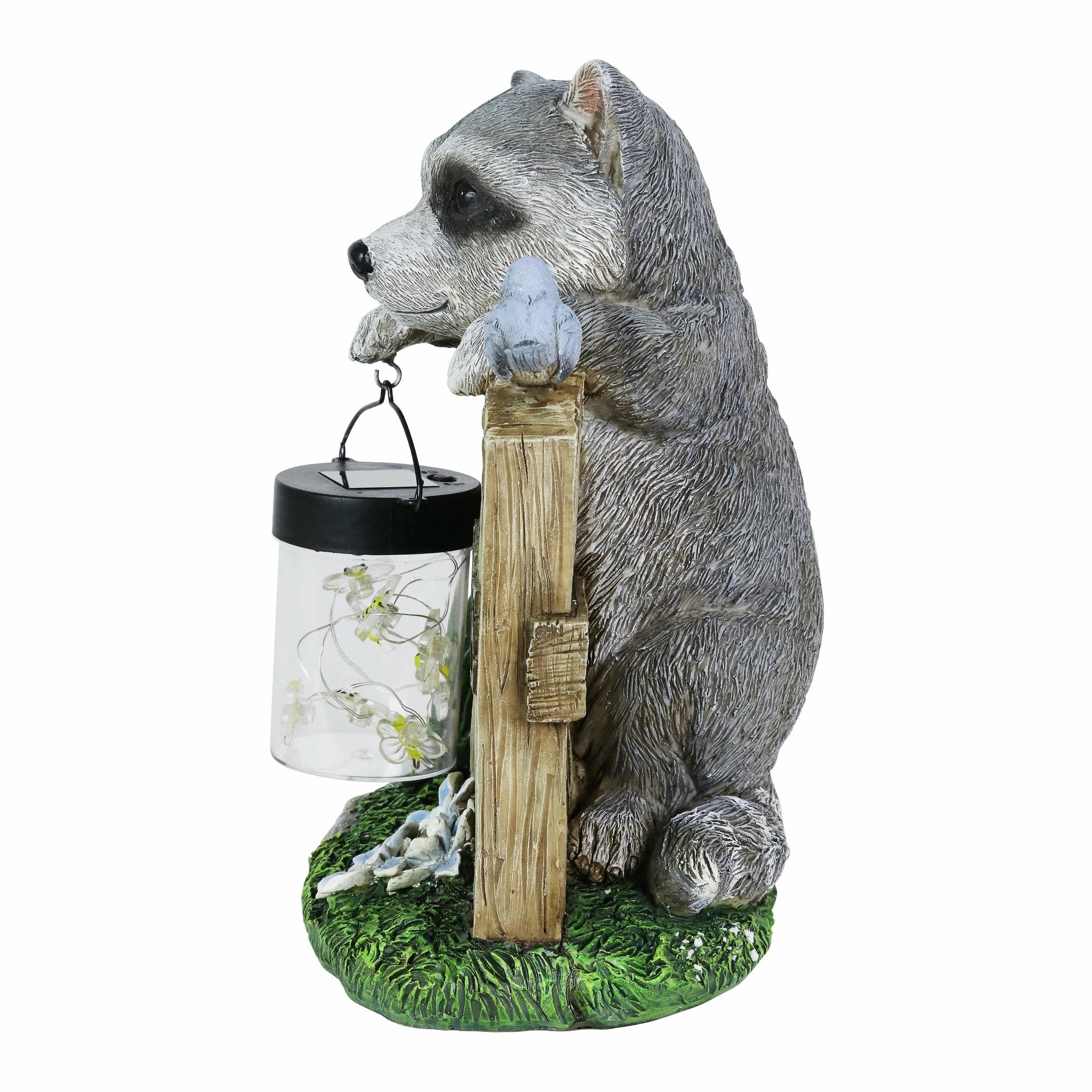 Cheapest π Buy β Exhart Solar Raccoon Garden Statue With A Lantern Jar Of LED Bumblebees By A Welcome Fence, 9 By 10.5 Inches β β - Image 9