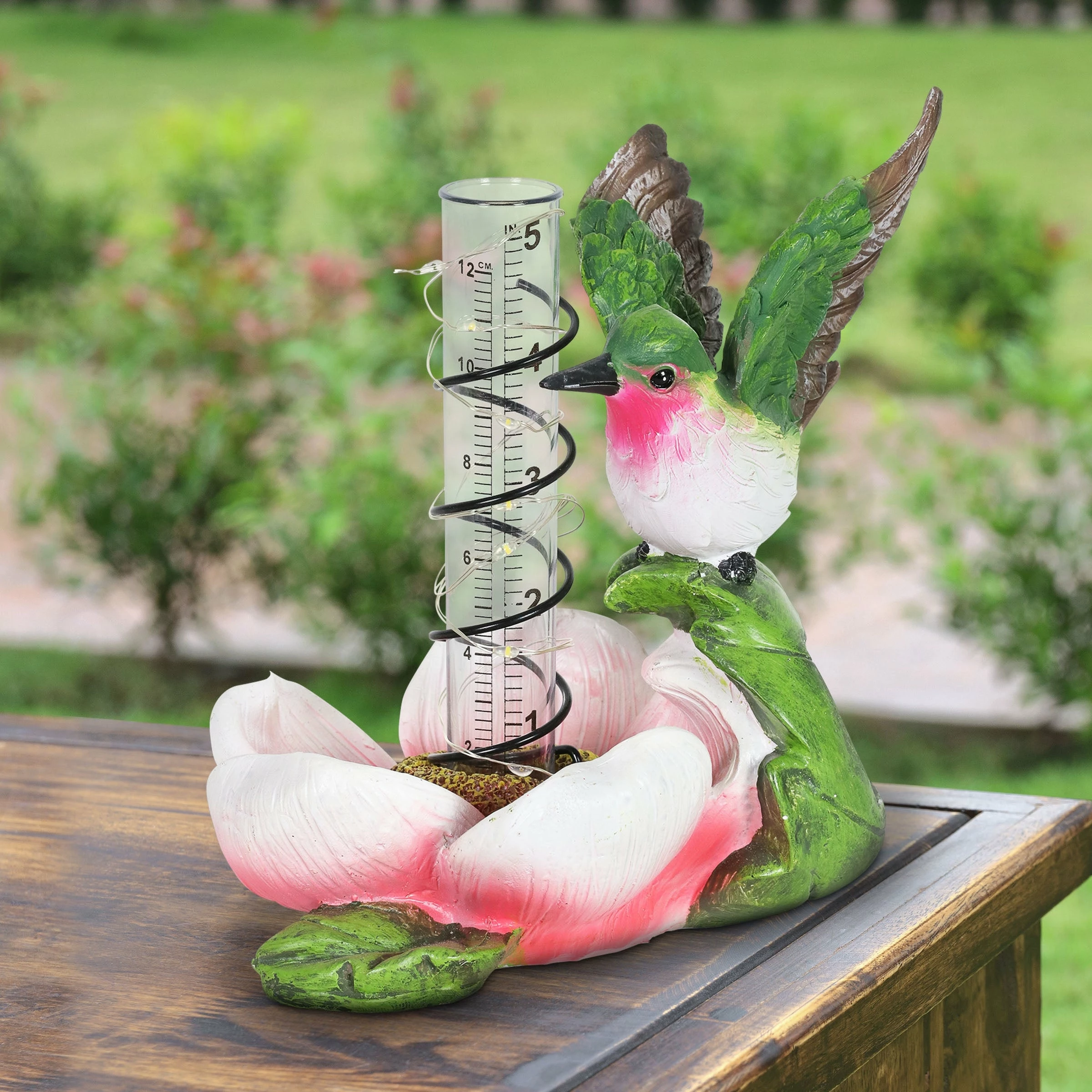 Discount π₯° Outlet π Exhart Solar Rain Gauge On Flower With Hummingbird Garden Statuary, 7 Inch Red β€οΈ π 4 Discount π₯° Outlet π Exhart Solar Rain Gauge On Flower With Hummingbird Garden Statuary, 7 Inch Red β€οΈ π - Image 2
