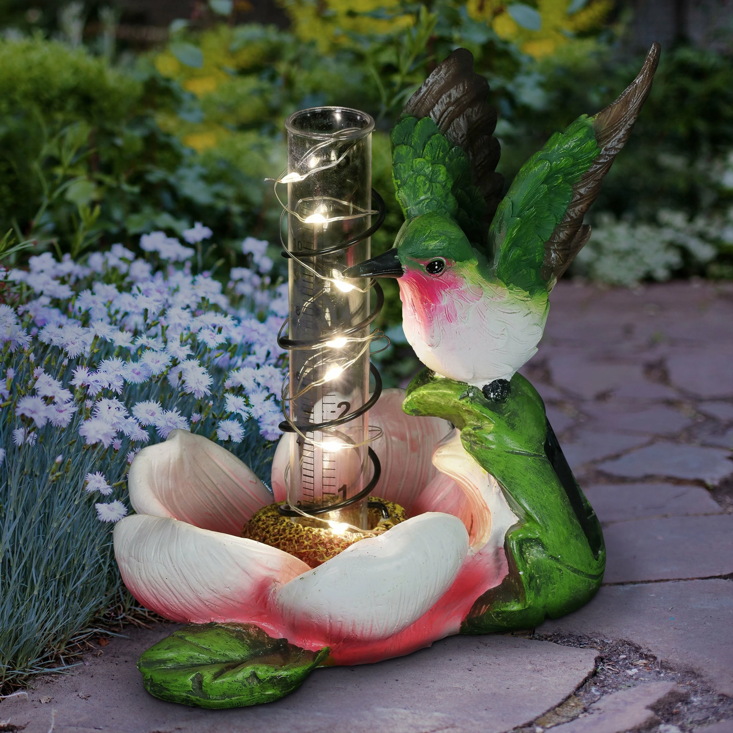 Discount π₯° Outlet π Exhart Solar Rain Gauge On Flower With Hummingbird Garden Statuary, 7 Inch Red β€οΈ π 3 Discount π₯° Outlet π Exhart Solar Rain Gauge On Flower With Hummingbird Garden Statuary, 7 Inch Red β€οΈ π