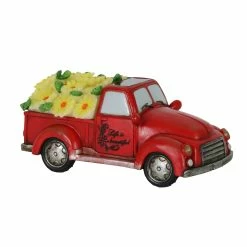 Coupon ✨ Outlet ❤️ Exhart Solar Retro Red Truck With Yellow LED Sunflowers Garden Statuary, 5 Inch 💯 🌟