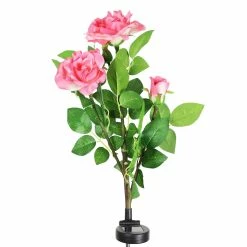 Hot Sale 🥰 Best Sale 🌟 Exhart Solar Rose Bunch Fabric Garden Stake With LED Lights, 12 By 32 Inches White 😍 🔔