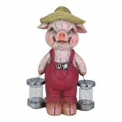 Coupon 🧨 Deals ❤️ Exhart Solar Rustic Farmhouse Animal With Firefly Jars Statuary, 12.5 Inches Red ⭐ 👏