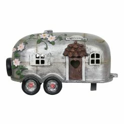 Best Pirce 😀 Best Sale ❤️ Exhart Solar Silver Camping Trailer Garden Statue, 6 Inch 🎁 ⌛