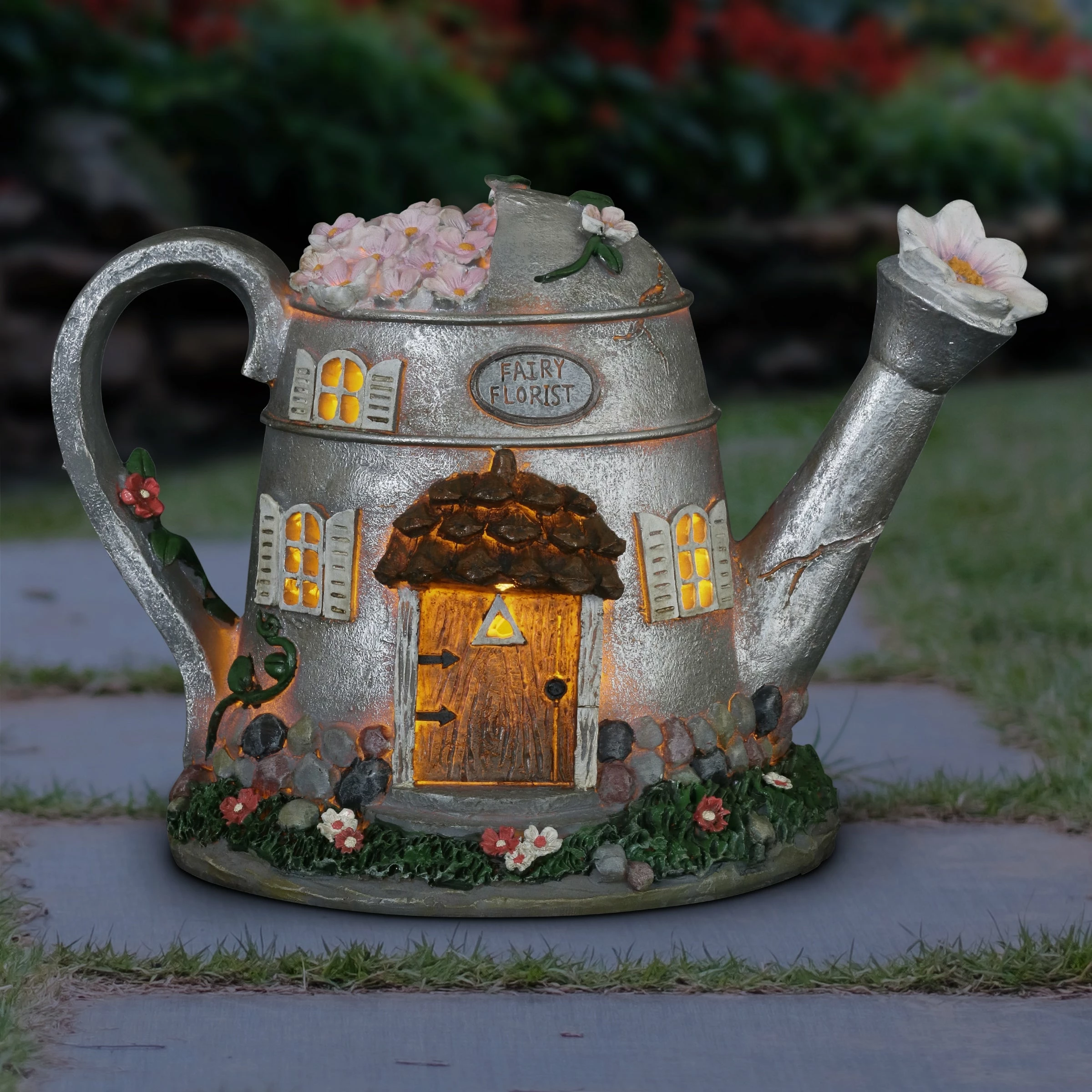 Coupon π Brand new π₯° Exhart Solar Silver Tea Pot Fairy House Garden Statue, 7 Inch π π - Image 2