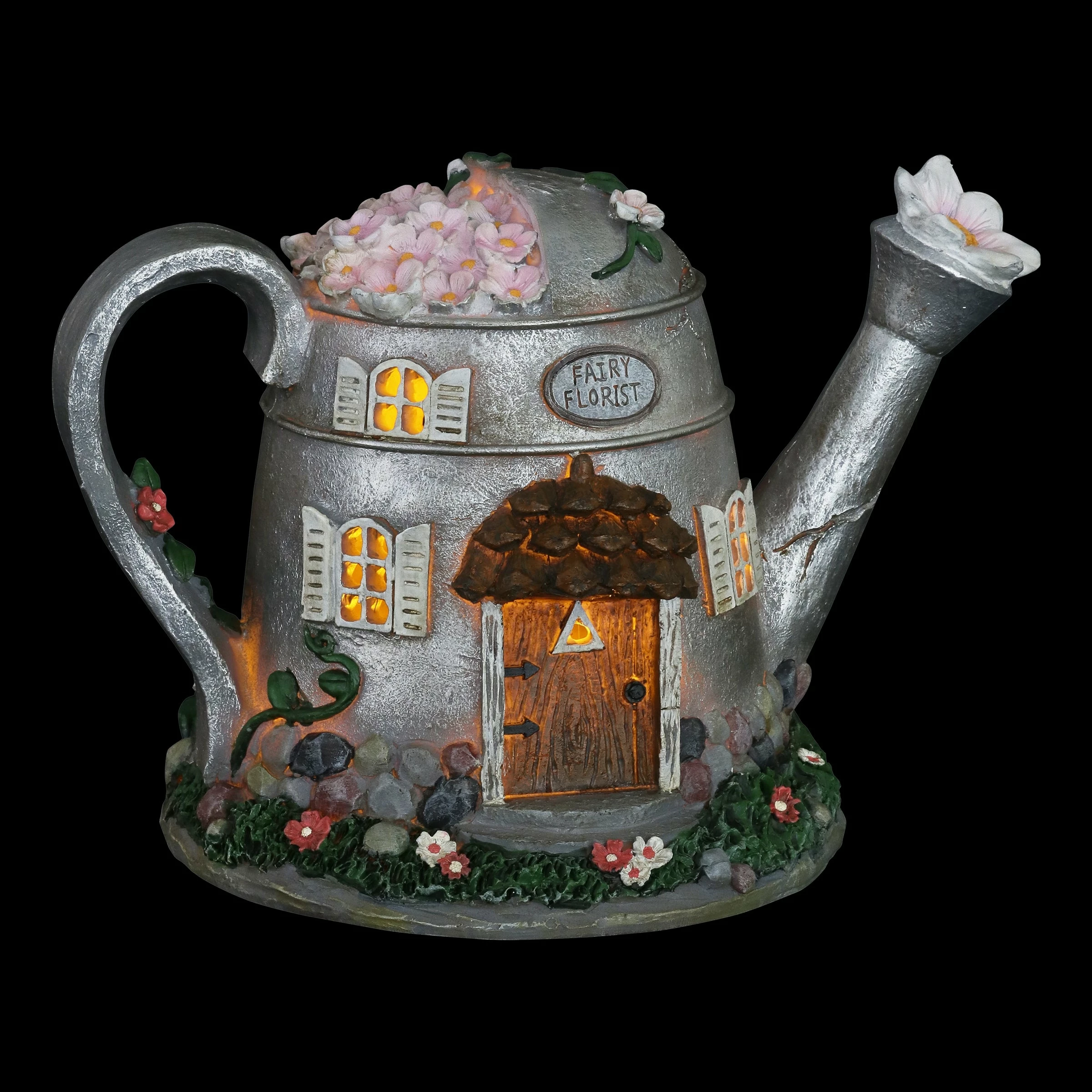 Coupon π Brand new π₯° Exhart Solar Silver Tea Pot Fairy House Garden Statue, 7 Inch π π - Image 14