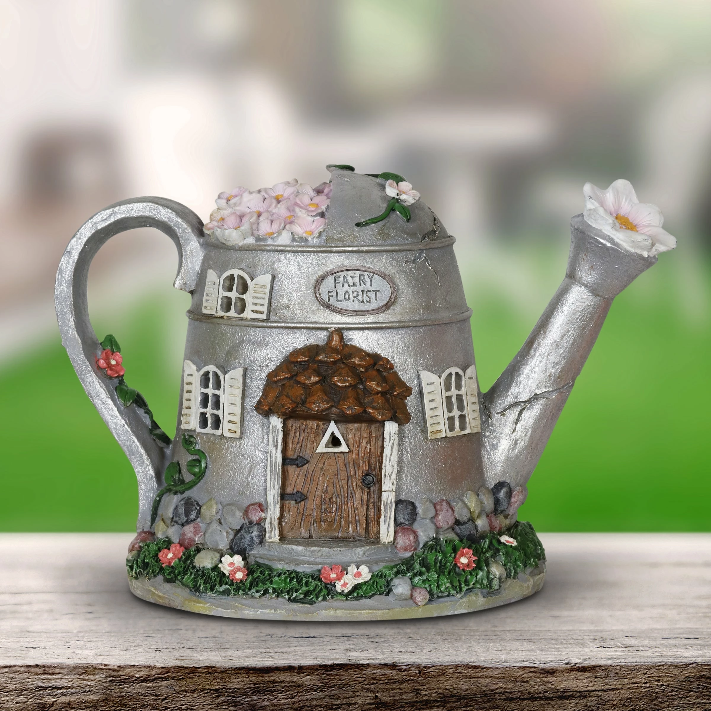 Coupon π Brand new π₯° Exhart Solar Silver Tea Pot Fairy House Garden Statue, 7 Inch π π - Image 3