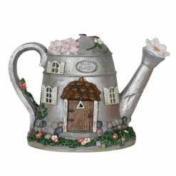 Coupon 😀 Brand new 🥰 Exhart Solar Silver Tea Pot Fairy House Garden Statue, 7 Inch 😉 🌟