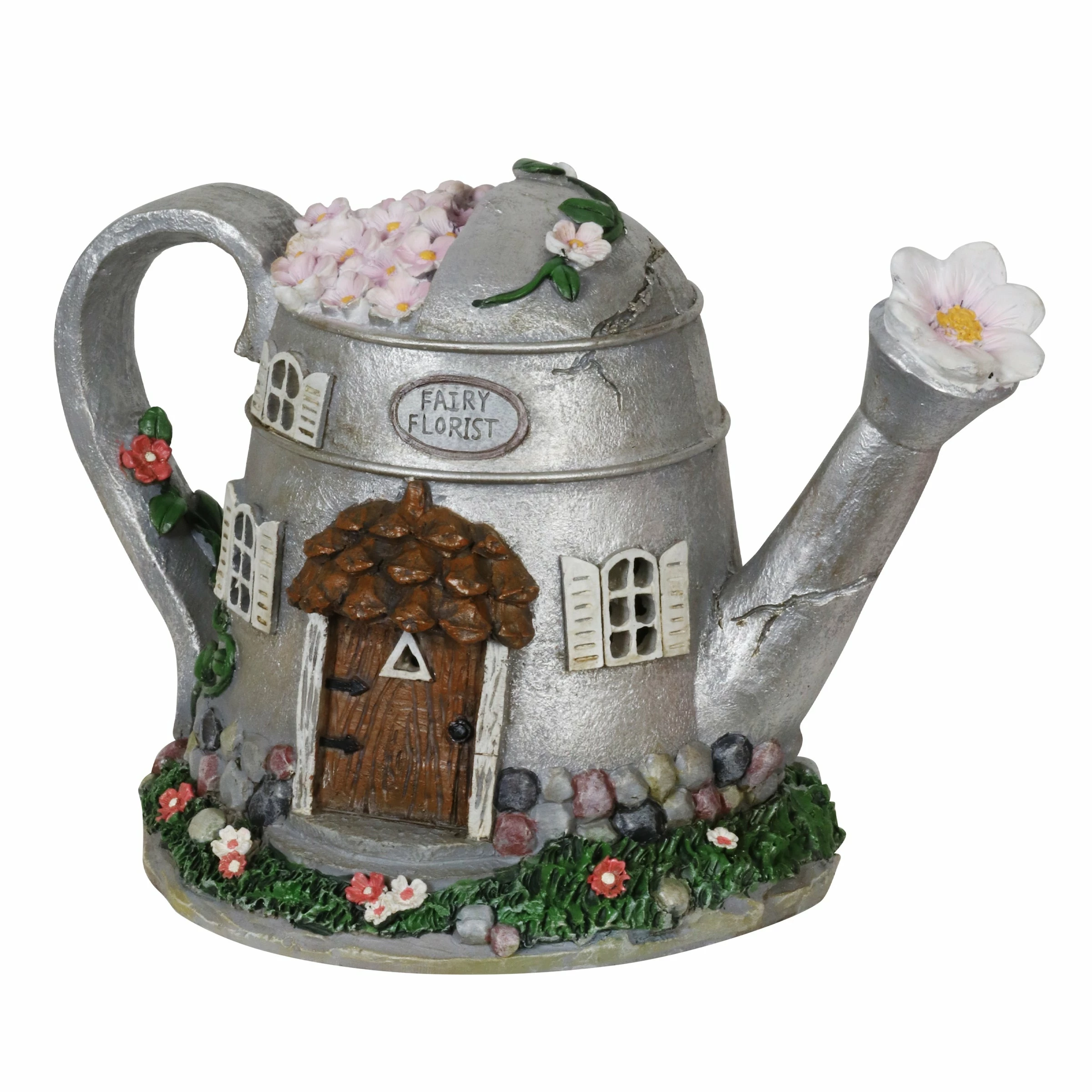 Coupon π Brand new π₯° Exhart Solar Silver Tea Pot Fairy House Garden Statue, 7 Inch π π - Image 7