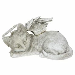Flash Sale ⭐ Promo 🧨 Exhart Solar Sleeping Cat With Halo And Angel Wings Memorial Garden Statue, 12 By 7 Inches 🎁 💯