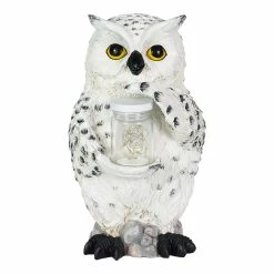 Buy 🤩 Promo 🎉 Exhart Solar Snow Owl Garden Statuary With LED Firefly Jar, 10 Inches Tall 😍 🧨