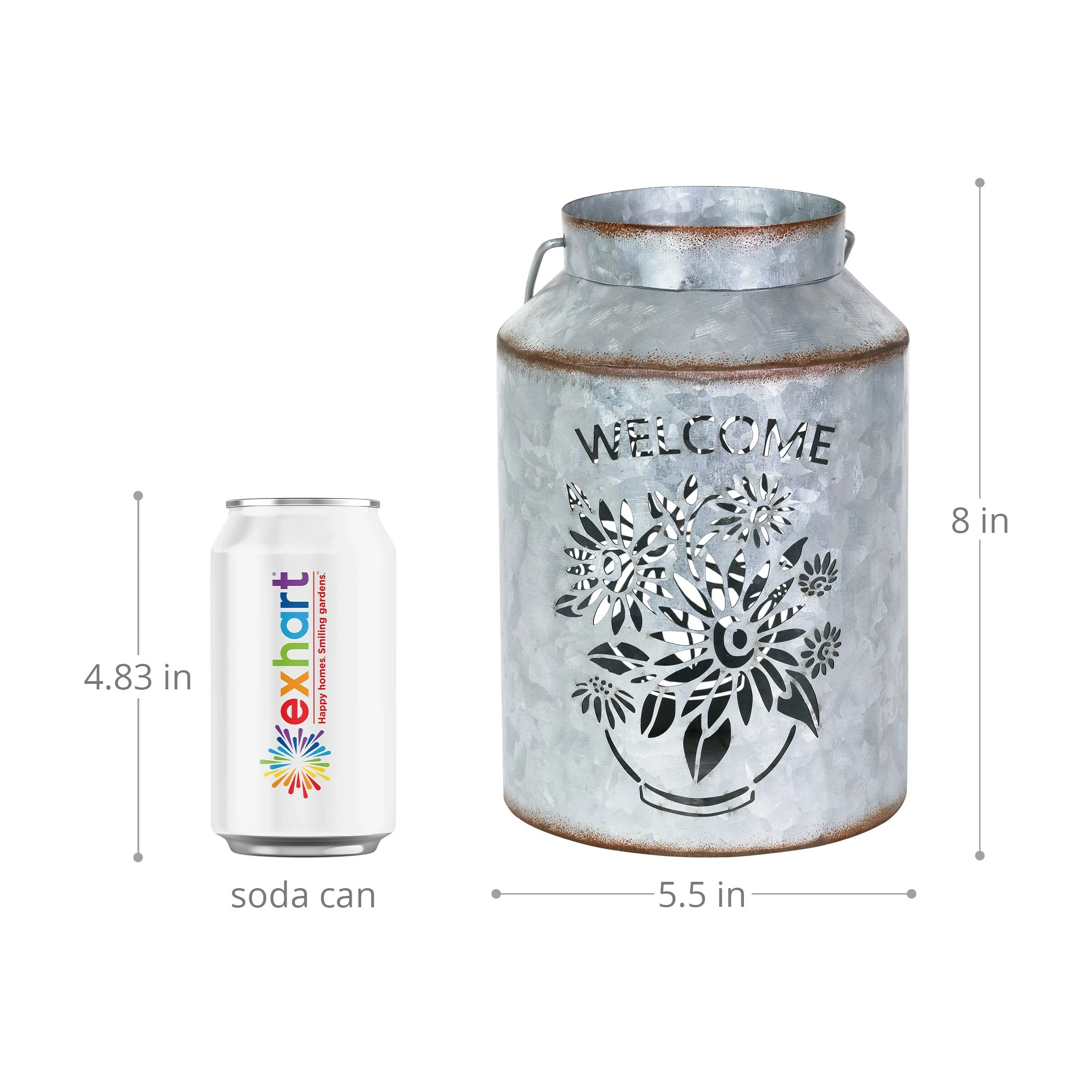 Discount π Discount π₯ Exhart Solar Stamped Metal Flower Design Lantern Reads Welcome, 8 Inch π€© π - Image 4