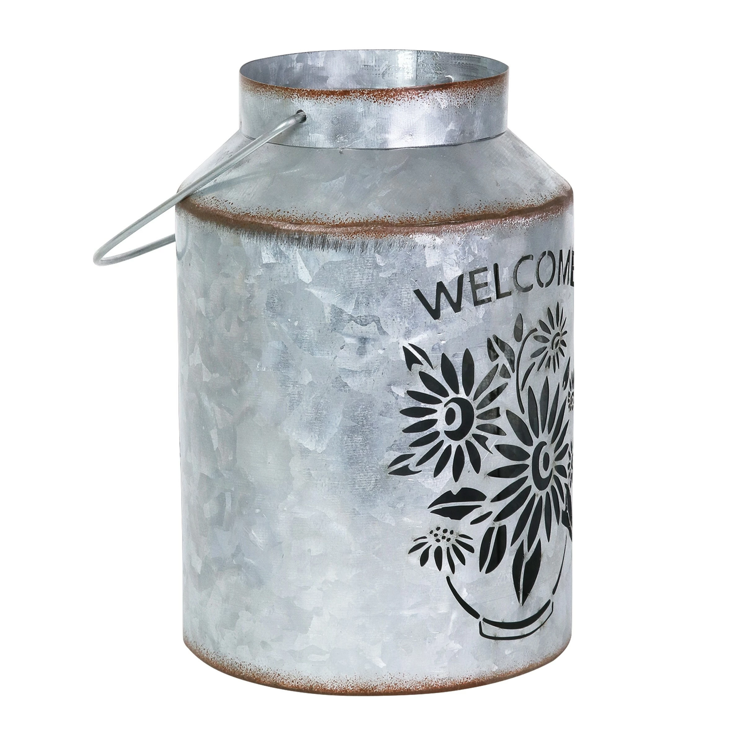 Discount π Discount π₯ Exhart Solar Stamped Metal Flower Design Lantern Reads Welcome, 8 Inch π€© π - Image 8