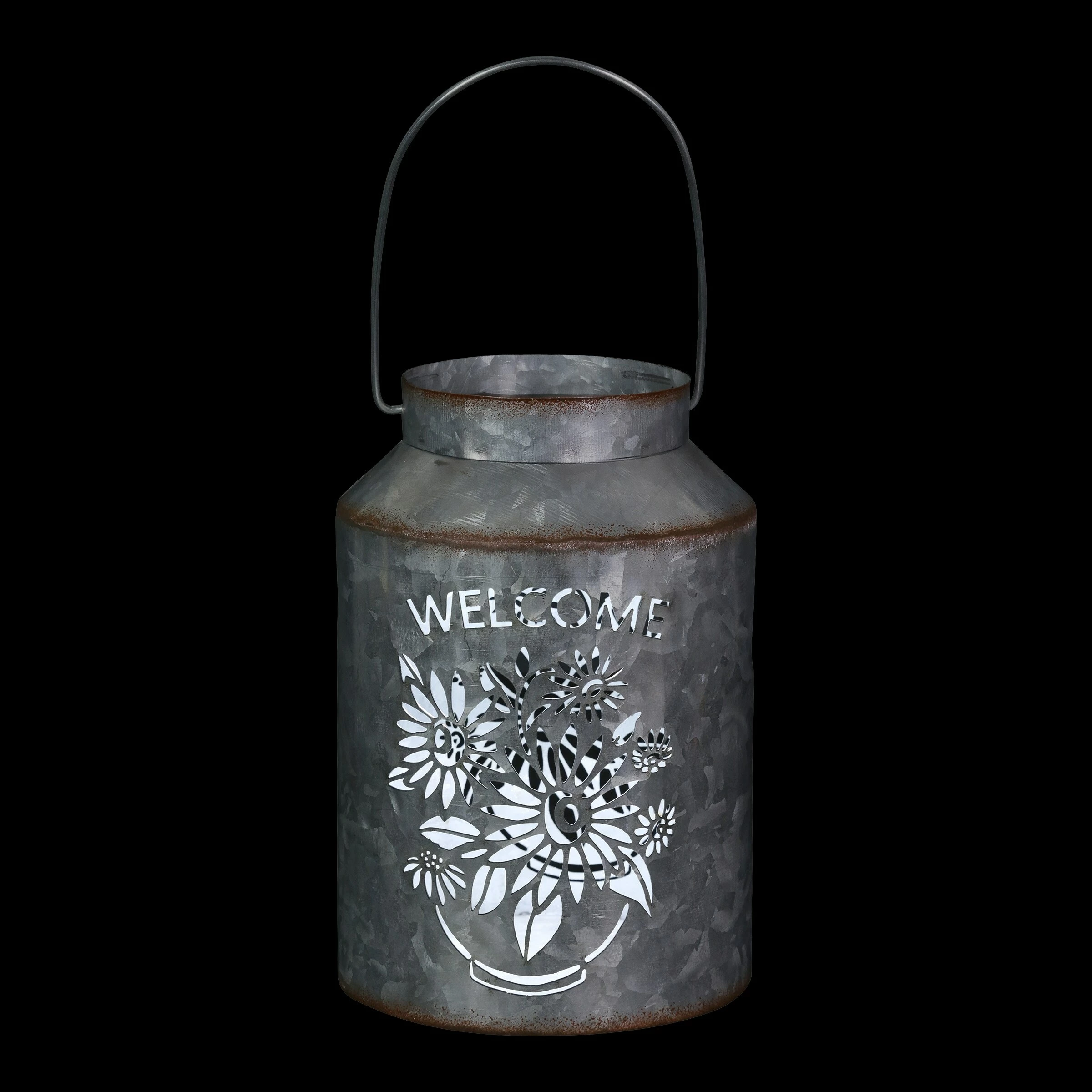 Discount π Discount π₯ Exhart Solar Stamped Metal Flower Design Lantern Reads Welcome, 8 Inch π€© π - Image 9