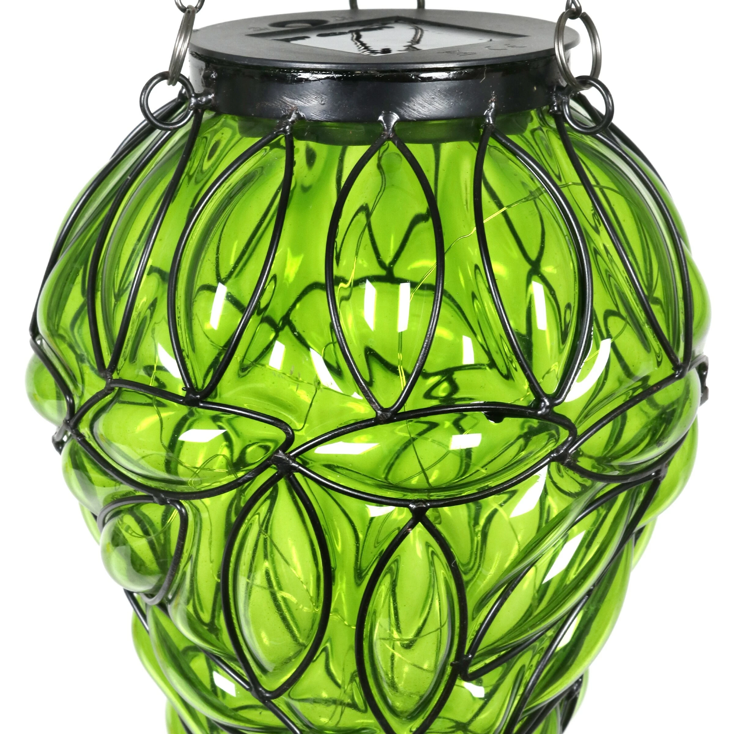Outlet π Promo π Exhart Solar Tear Shaped Hand Blown Glass Hanging Lantern With Fifteen LED Lights, 7 By 24 Inches π βοΈ - Image 6