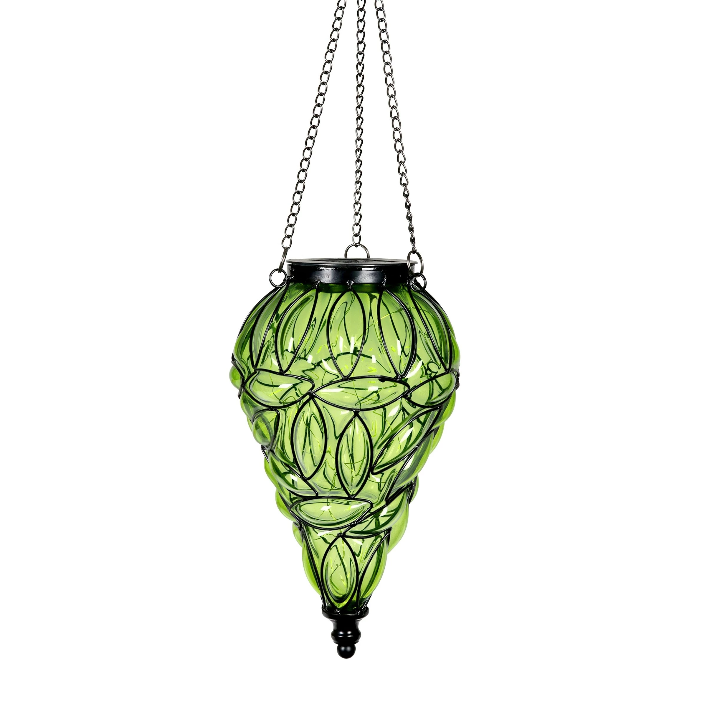 Outlet π Promo π Exhart Solar Tear Shaped Hand Blown Glass Hanging Lantern With Fifteen LED Lights, 7 By 24 Inches π βοΈ - Image 7