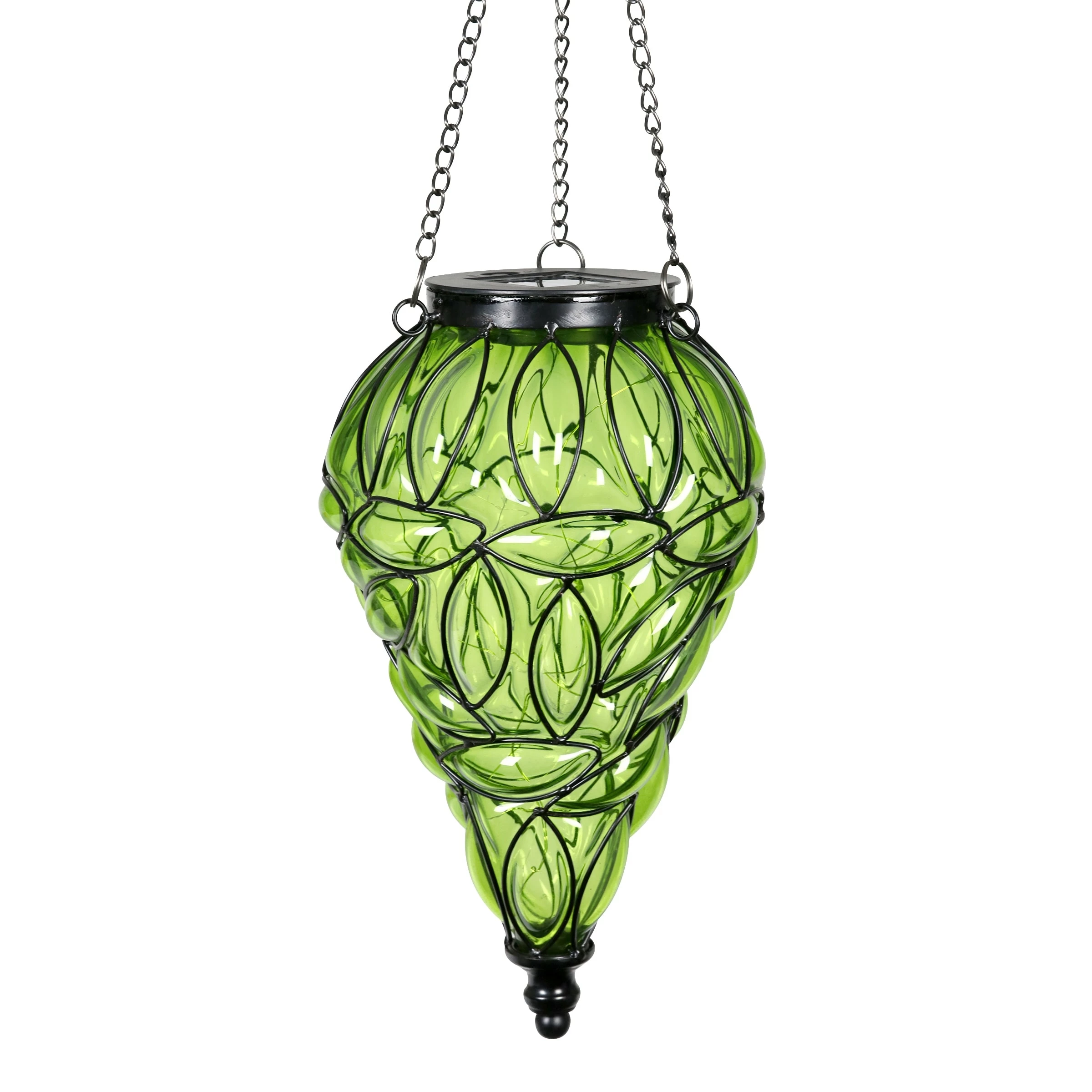 Outlet π Promo π Exhart Solar Tear Shaped Hand Blown Glass Hanging Lantern With Fifteen LED Lights, 7 By 24 Inches π βοΈ