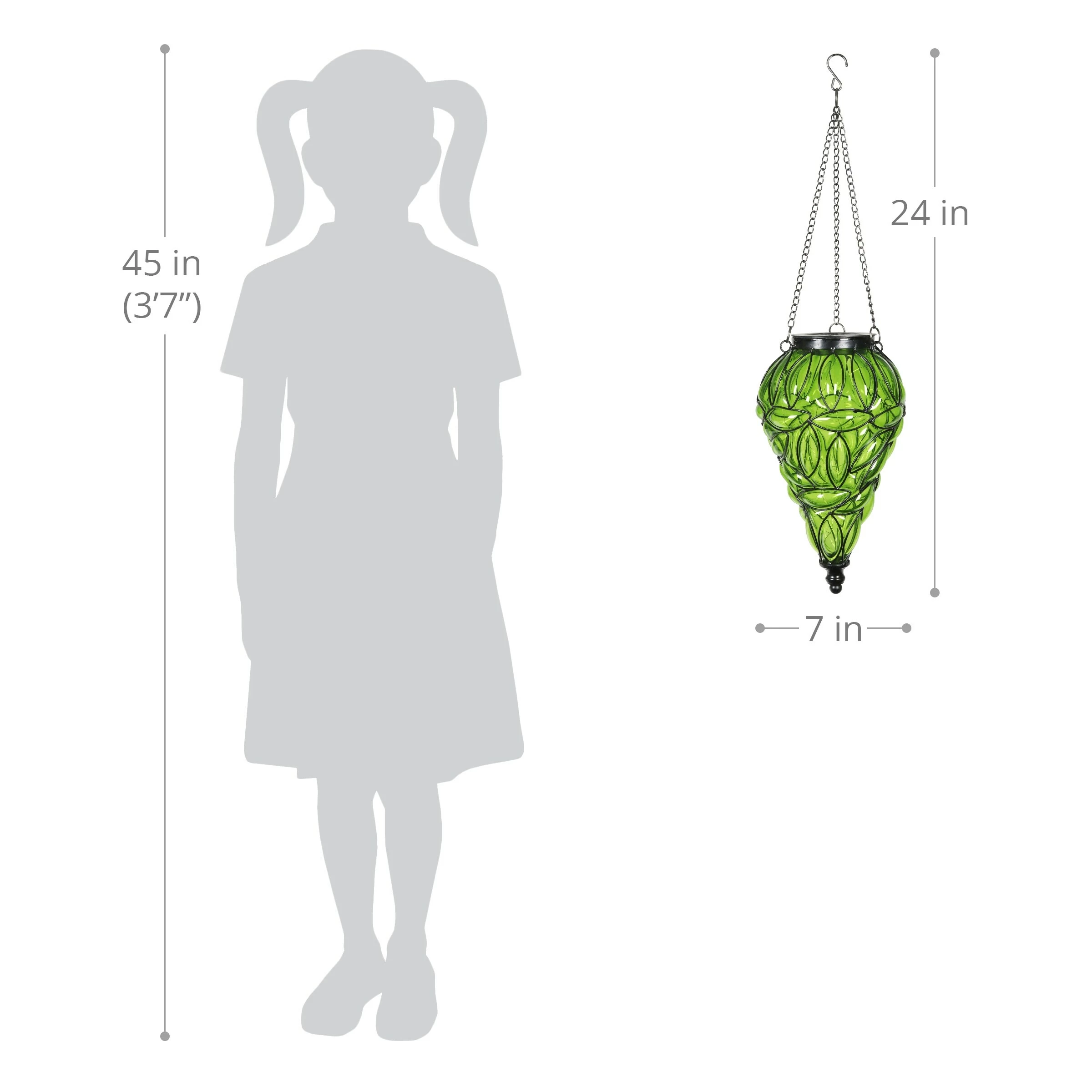 Outlet π Promo π Exhart Solar Tear Shaped Hand Blown Glass Hanging Lantern With Fifteen LED Lights, 7 By 24 Inches π βοΈ - Image 5