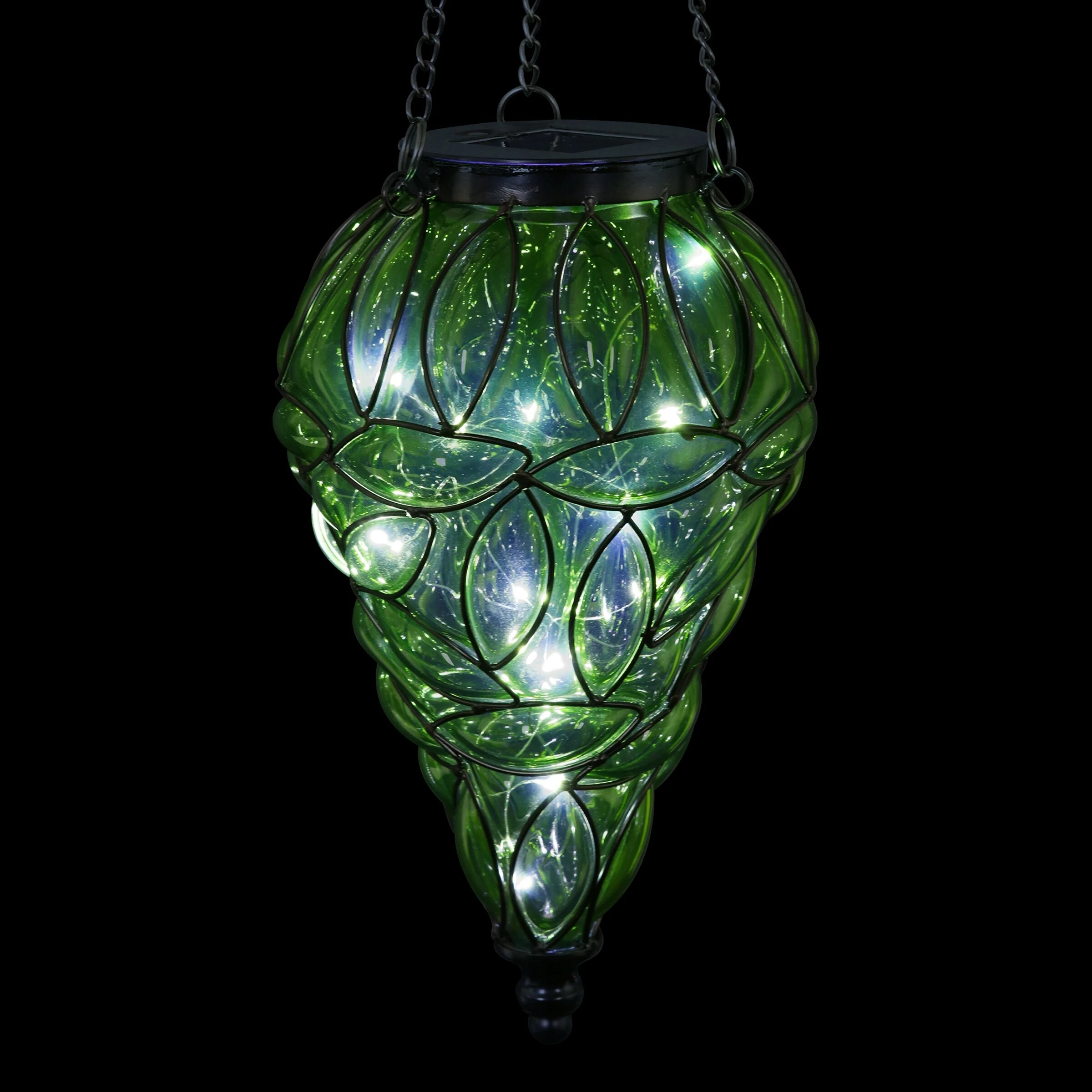 Outlet π Promo π Exhart Solar Tear Shaped Hand Blown Glass Hanging Lantern With Fifteen LED Lights, 7 By 24 Inches π βοΈ - Image 11