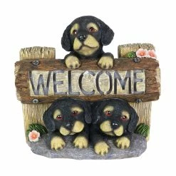 Best reviews of 🧨 Best deal 👏 Exhart Solar Three 🦮 🦮 Dogs Welcome Sign Garden Statuary, 8.5 Inches Tall ⭐ 💯