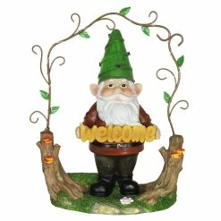 Buy 🤩 Buy ⌛ Exhart Solar Trellis Welcome Sign Gnome Statue, 14 Inch ⌛ 👏