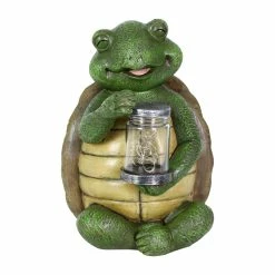 New 🎁 Hot Sale 🎉 Exhart Solar Turtle Garden Statuary With LED Firefly Jar, 10 Inches Tall 🤩 😀