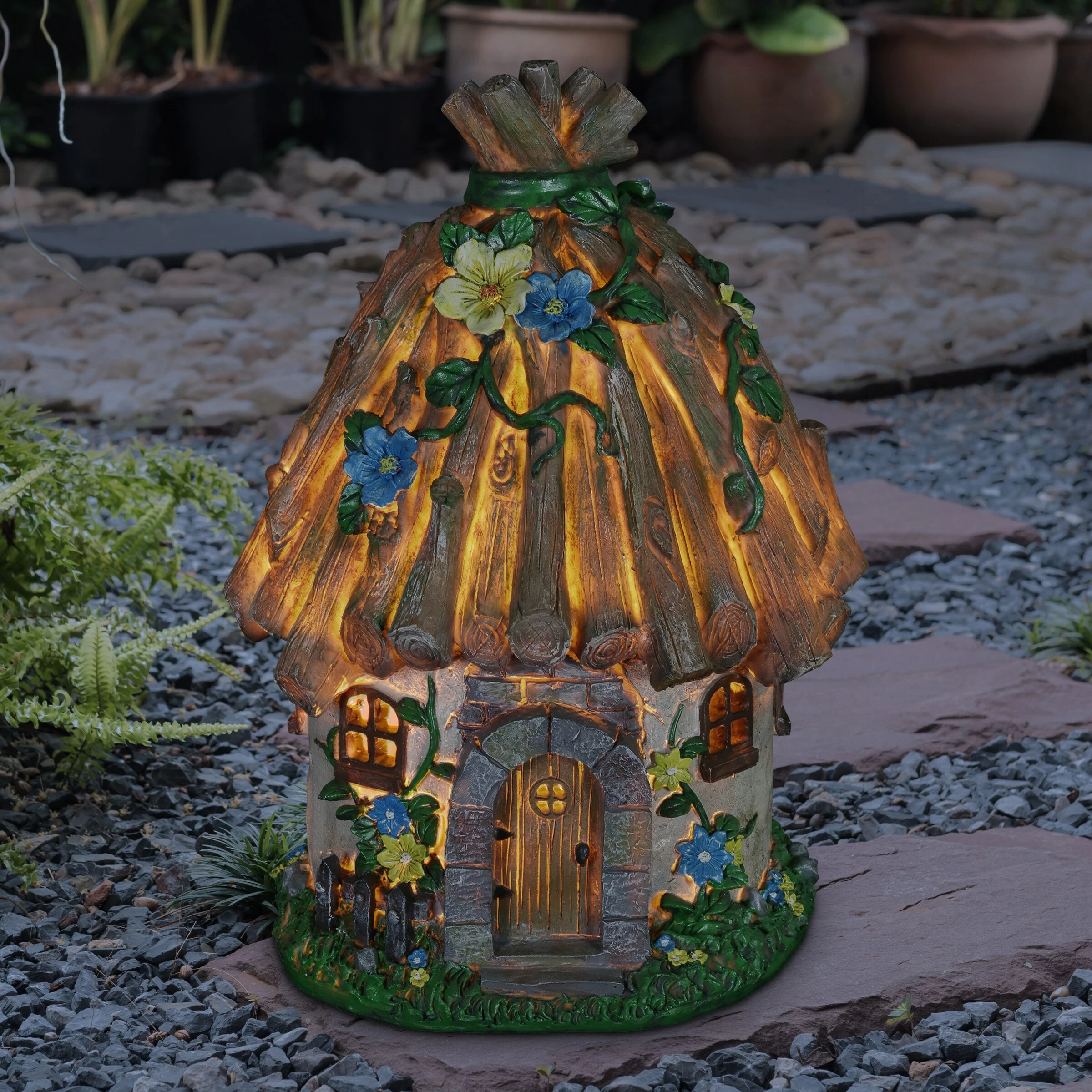 Cheapest π New β¨ Exhart Solar Twig Roof Fairy House Garden Statue, 14 Inch π π― - Image 2