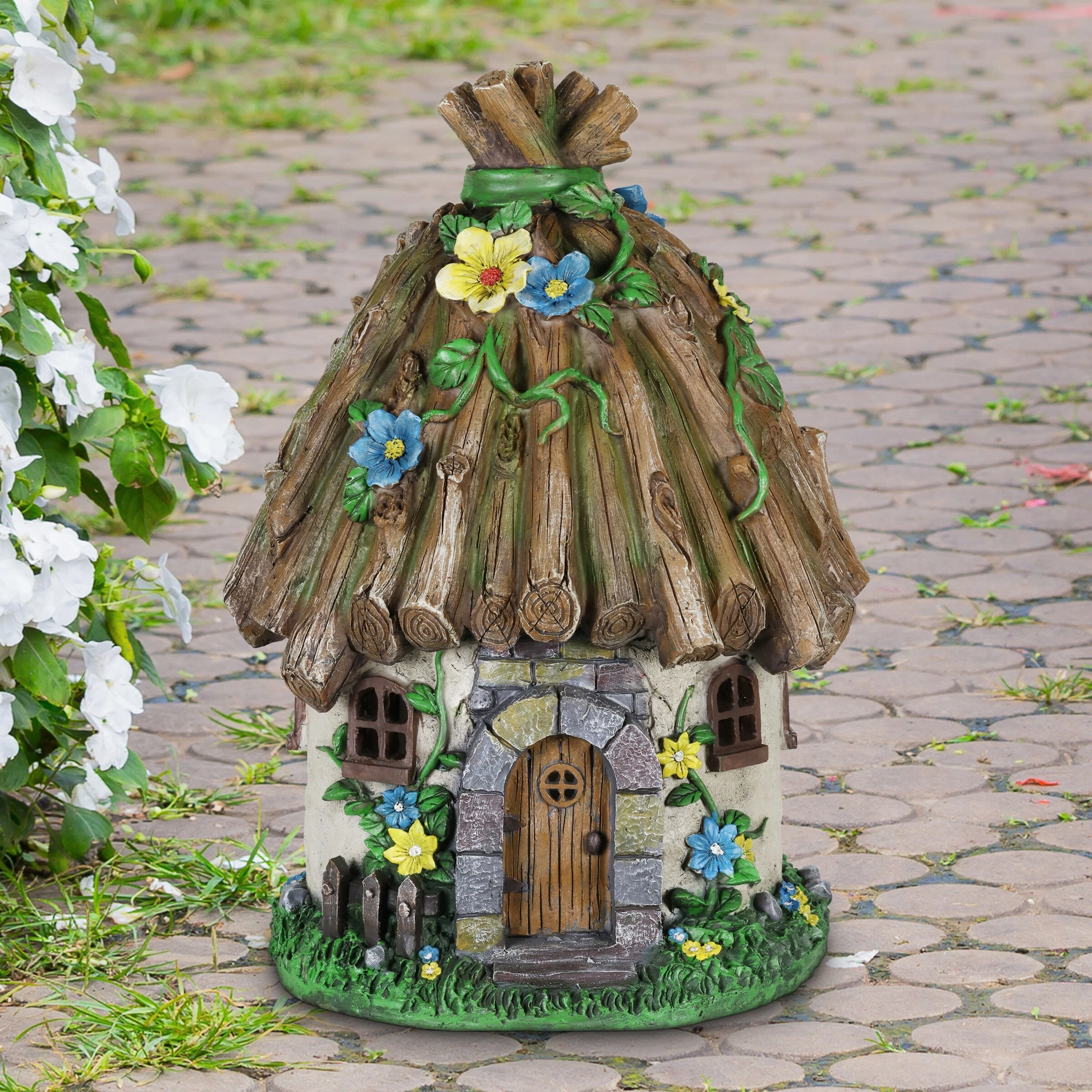 Cheapest π New β¨ Exhart Solar Twig Roof Fairy House Garden Statue, 14 Inch π π― - Image 3