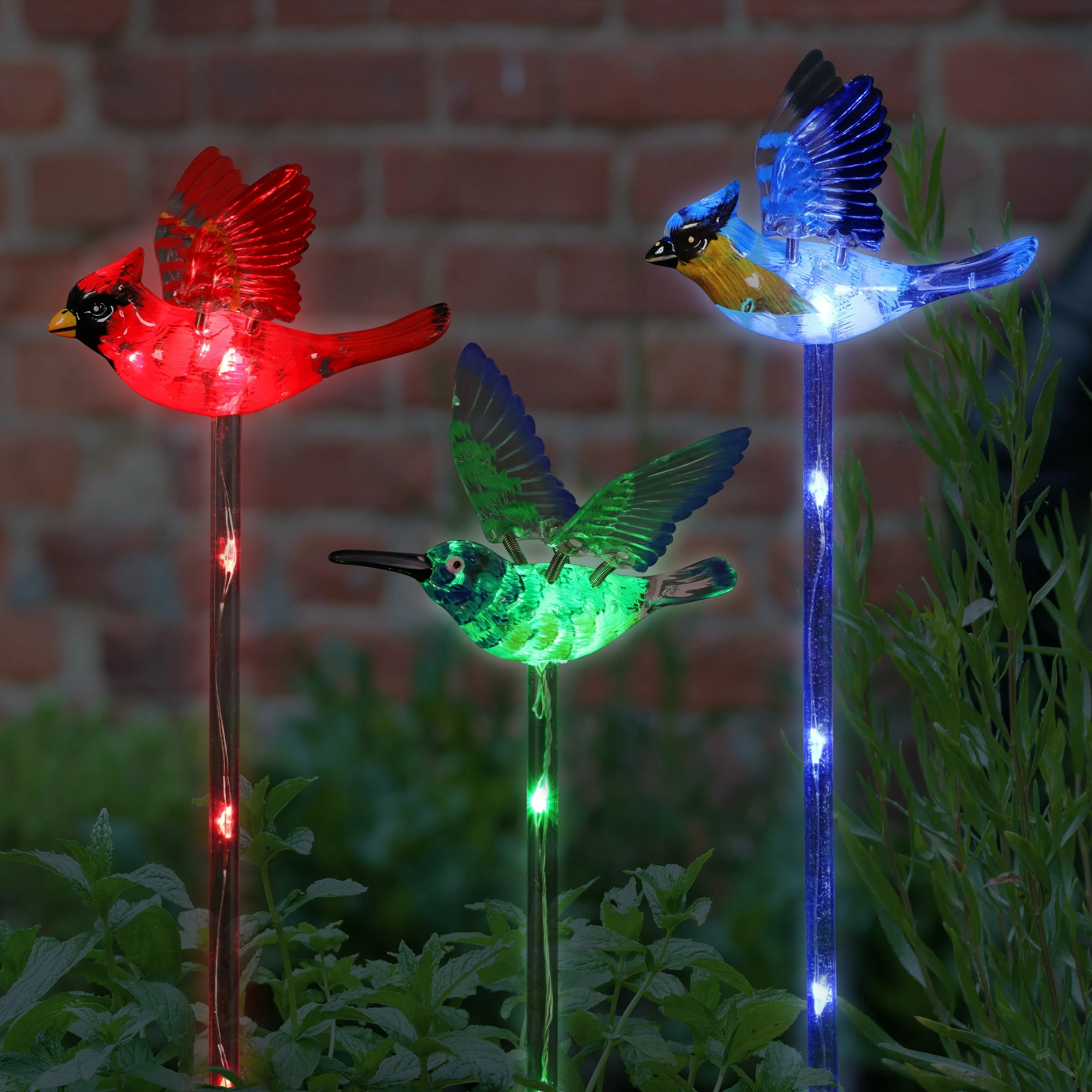 Promo π€© Coupon β Exhart Solar WindyWing Garden Stake Set Of Cardinal, Hummingbird And Blue Bird With Colored LED Lights, 4 By 27 Inch π― π - Image 2