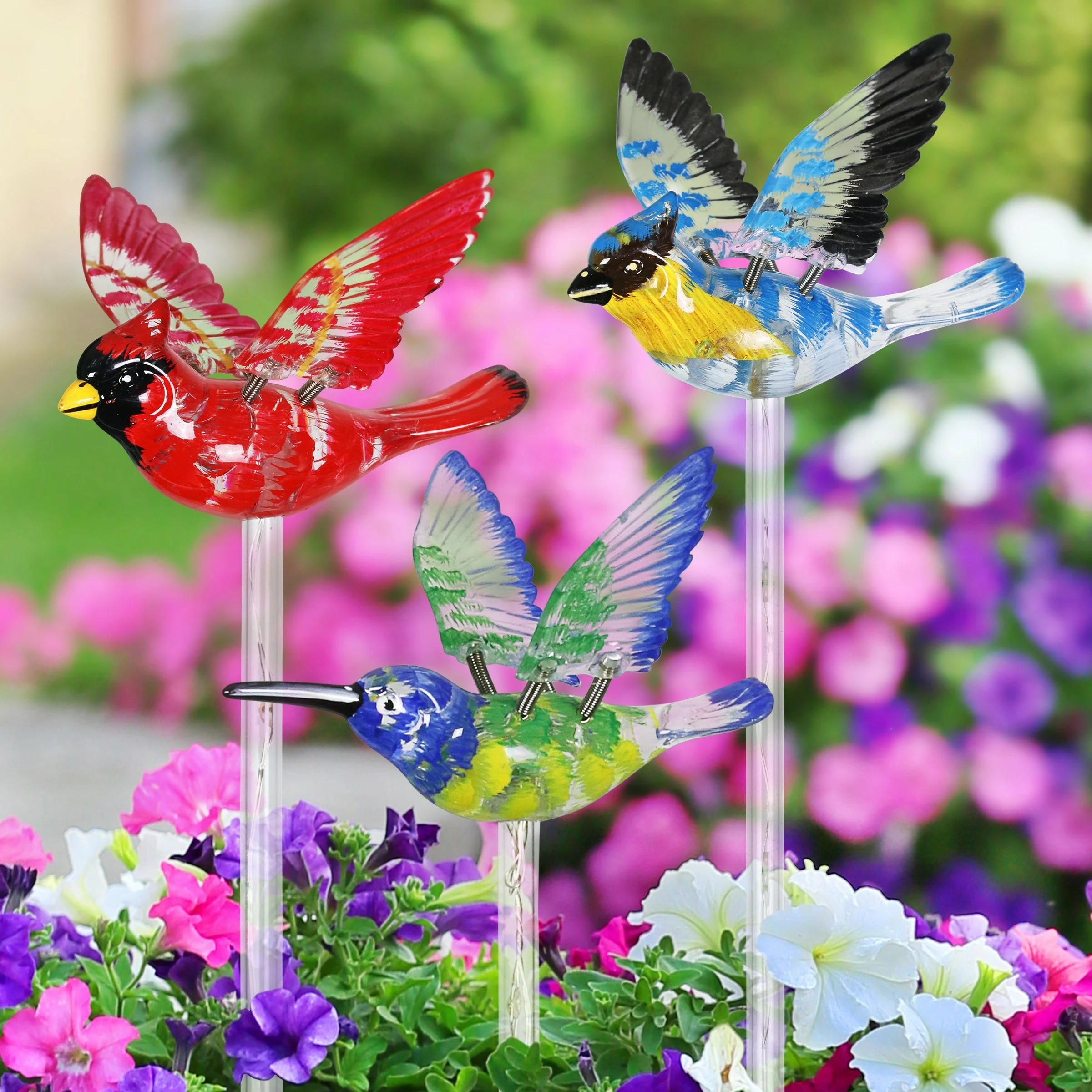 Promo π€© Coupon β Exhart Solar WindyWing Garden Stake Set Of Cardinal, Hummingbird And Blue Bird With Colored LED Lights, 4 By 27 Inch π― π - Image 3