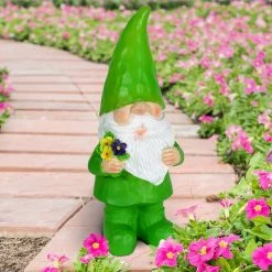 New ✔️ New 👍 Exhart Solar Green Gilbert Woodland Garden Gnome Statue With Mushroom, 11 Inch 🛒 😀 -Exhart Shop Exhart Solar Woodland Gnome with a Mushroom Garden Statue2C 11 Inch 2
