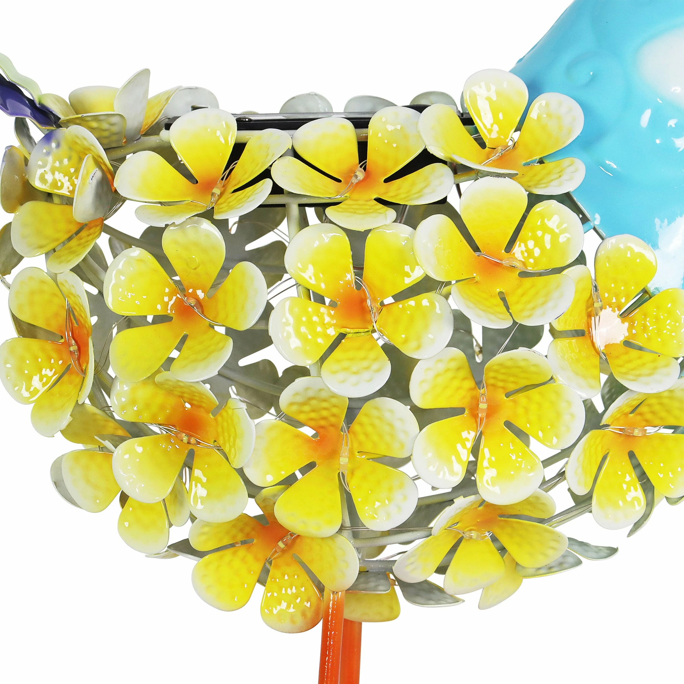 Hot Sale π New π Exhart Solar Yellow Metal Song Bird With 38 LEDs In A Flower Body Garden Statue, 6 By 7.5 Inches 𧨠βοΈ - Image 5